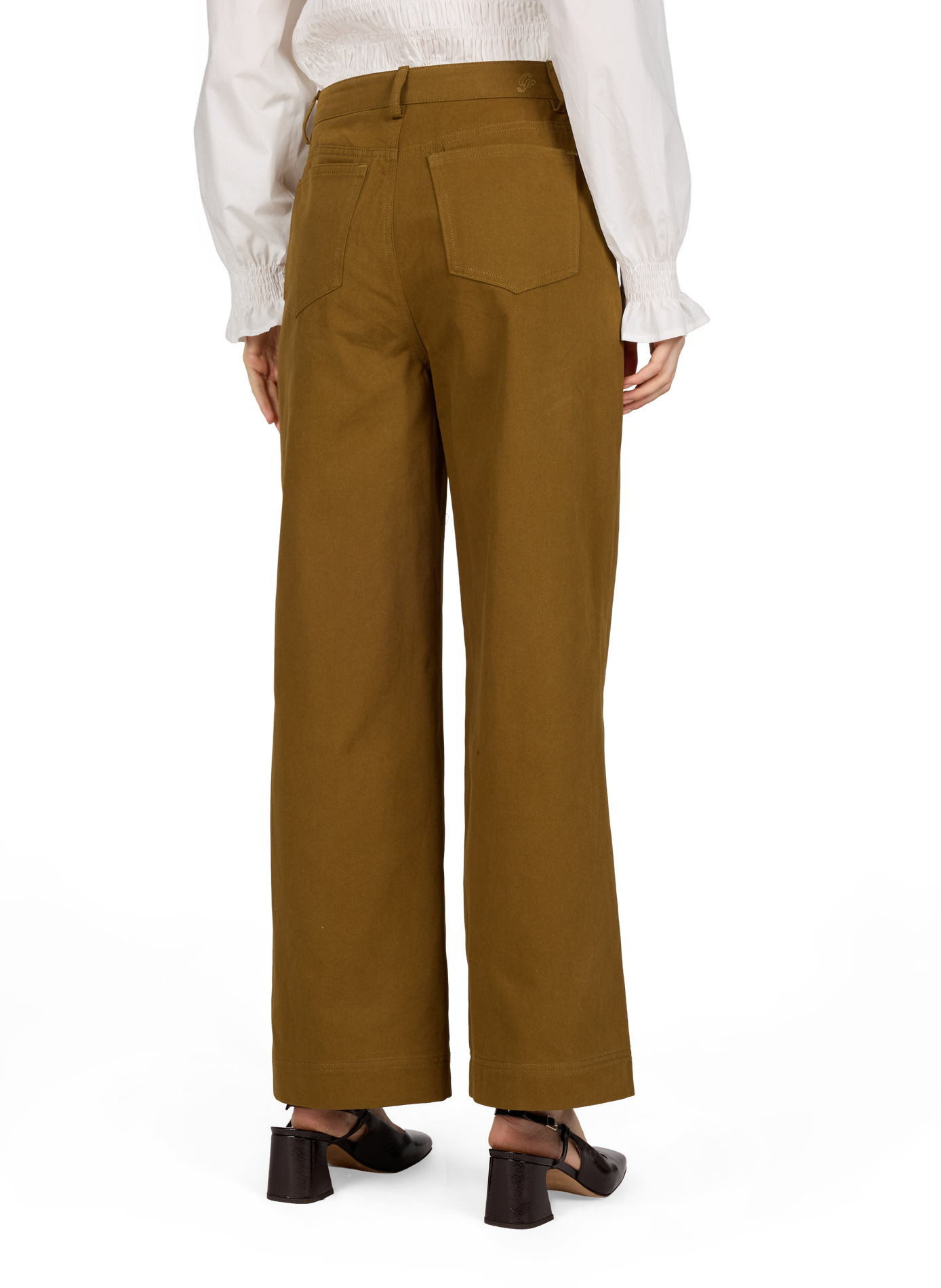 Wide high-waisted plain trousers GARANCE Green