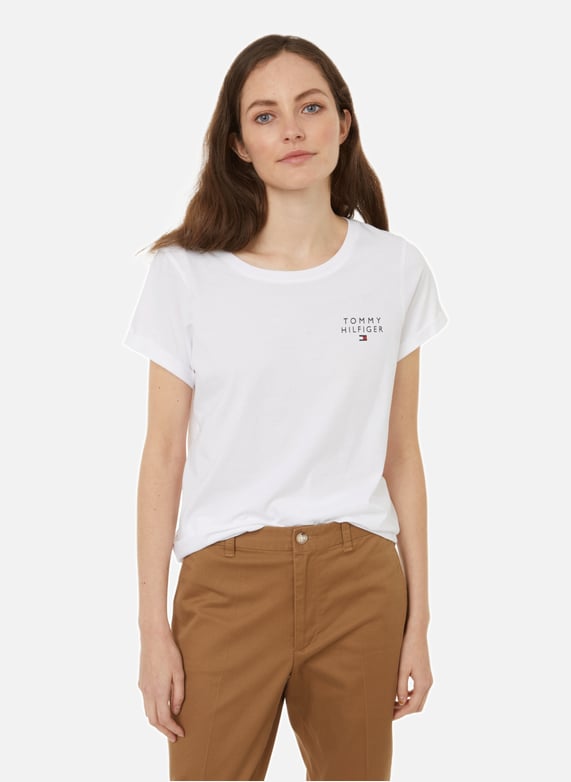 T shirt En Coton Organique Tommy Hilfiger Femme Printemps