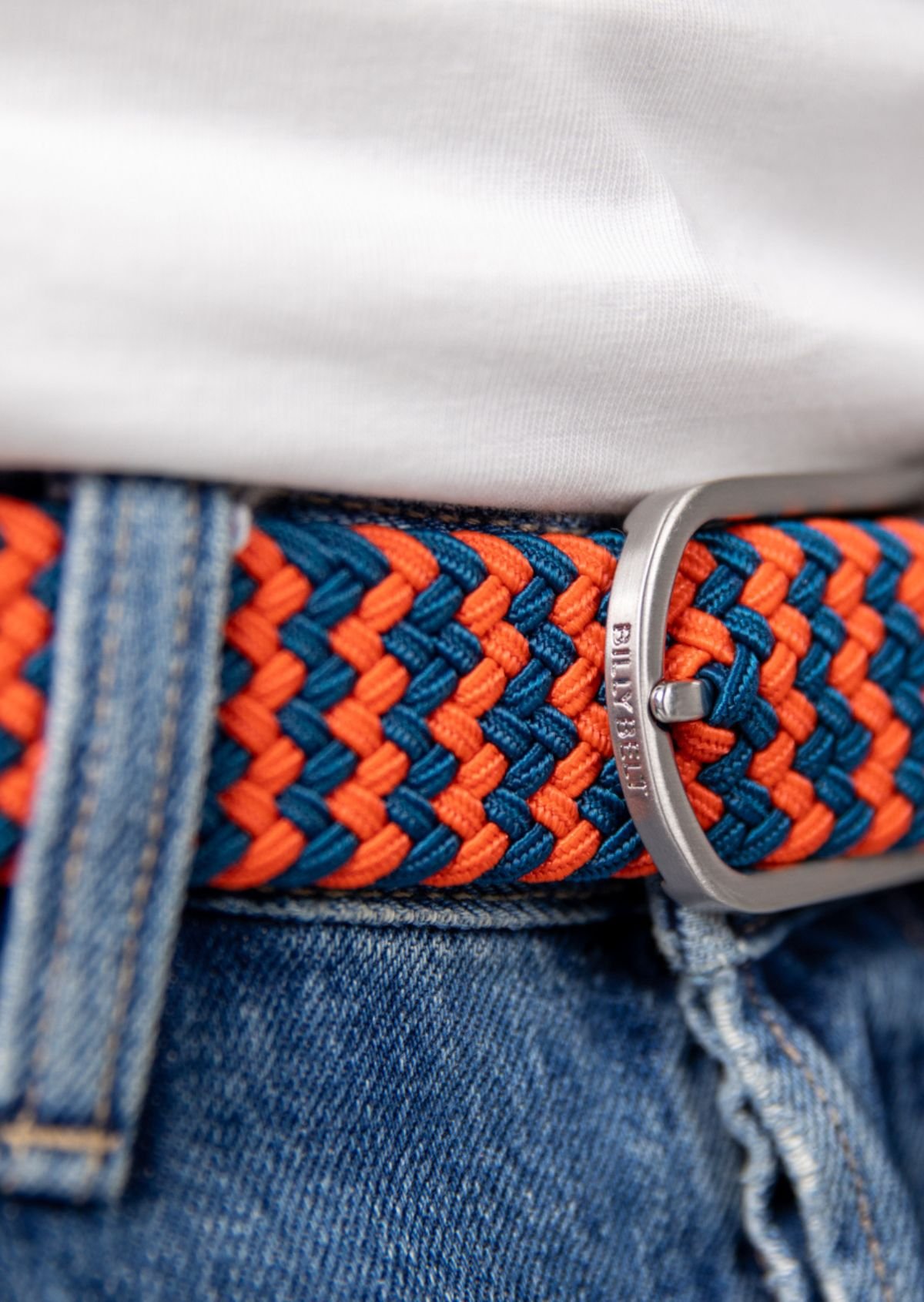 Ceinture tressée élastique multicolore BILLYBELT Rouge