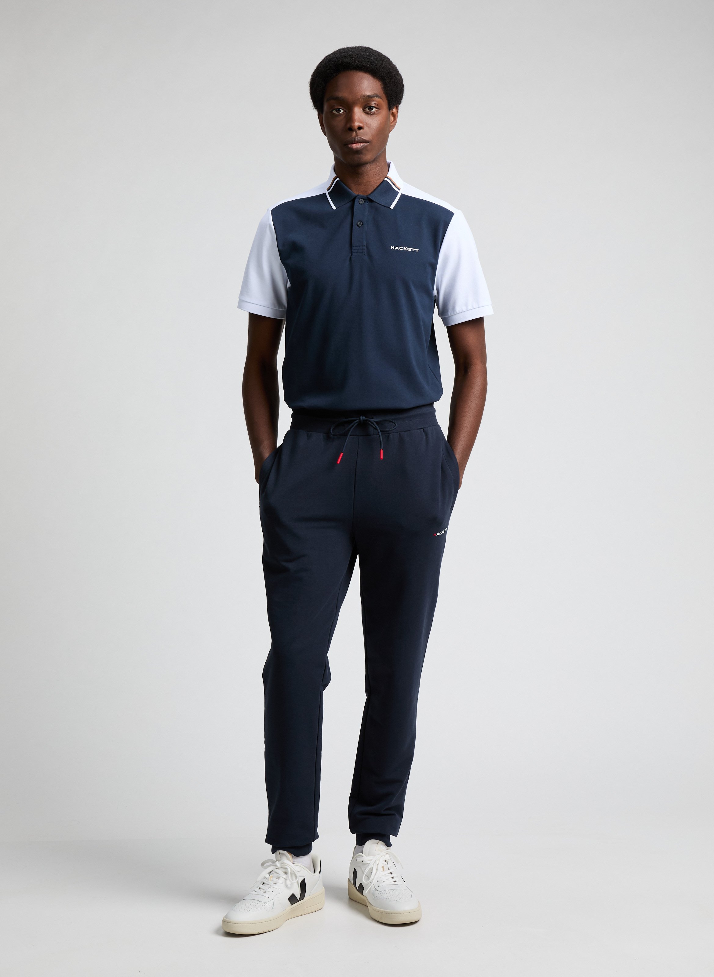 Polo en coton mélangé HACKETT Bleu