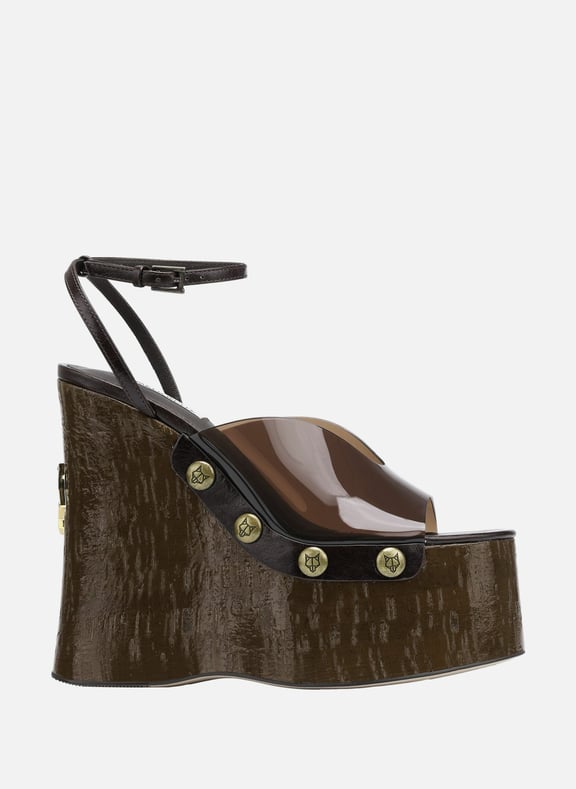 Sabots compensés tiger lilly Marron by NAKED WOLFE NAKED WOLFE Sabots compensés tiger lilly Marron