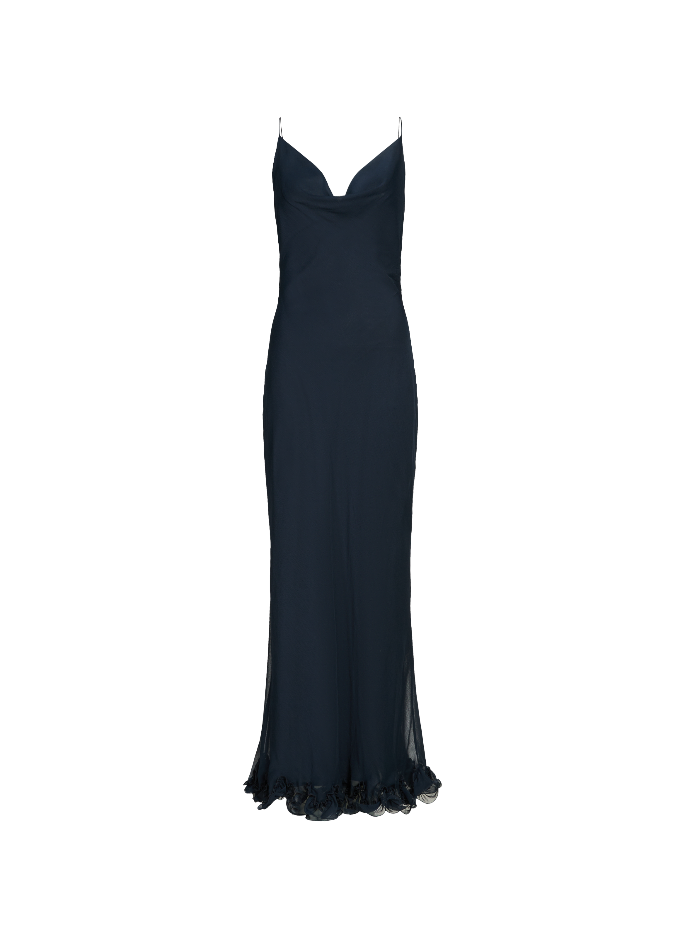 Robe fuseau fluide à volant ROTATE Bleu