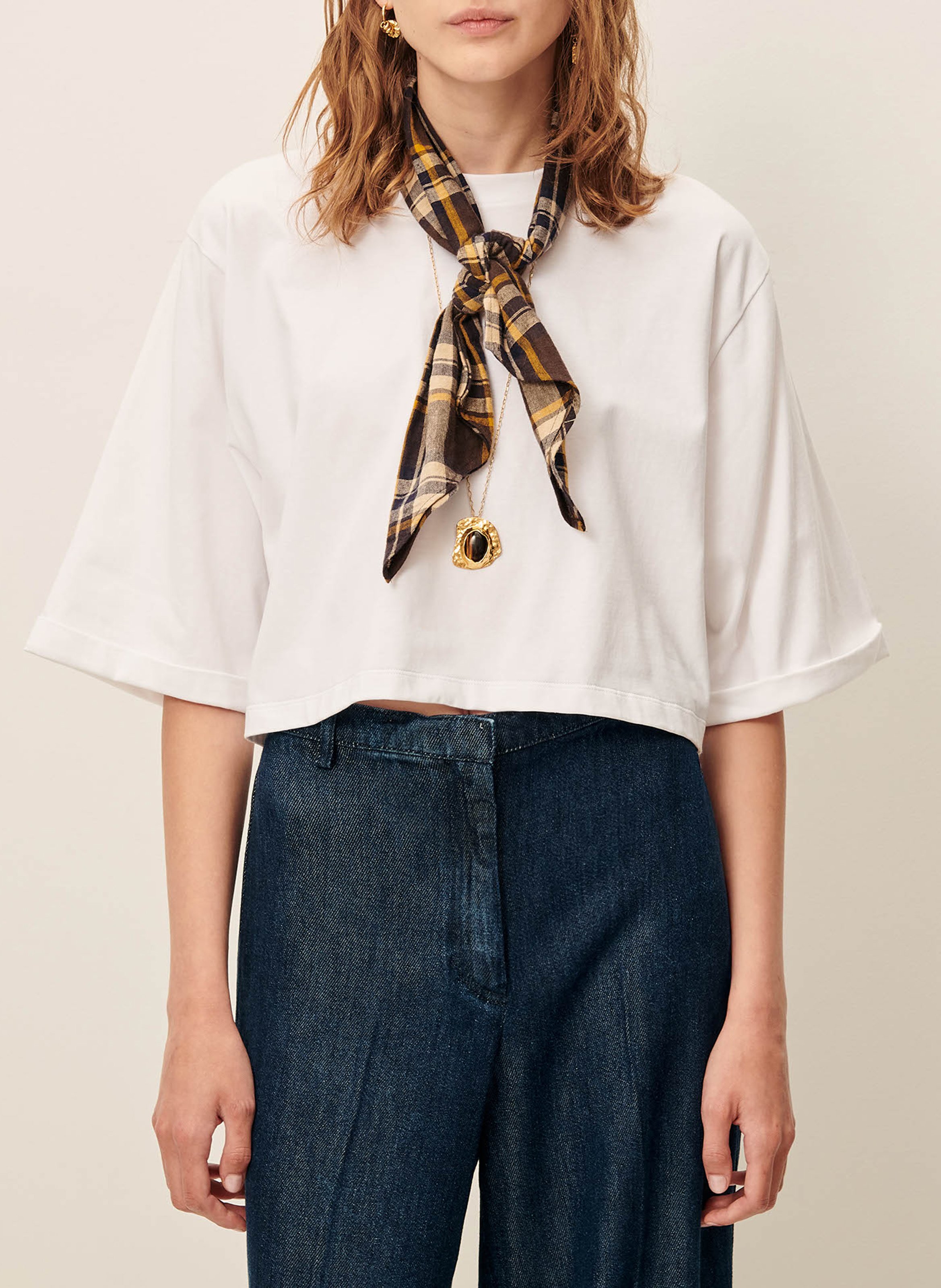 Tee-shirt col rond en coton babe SESSUN Blanc