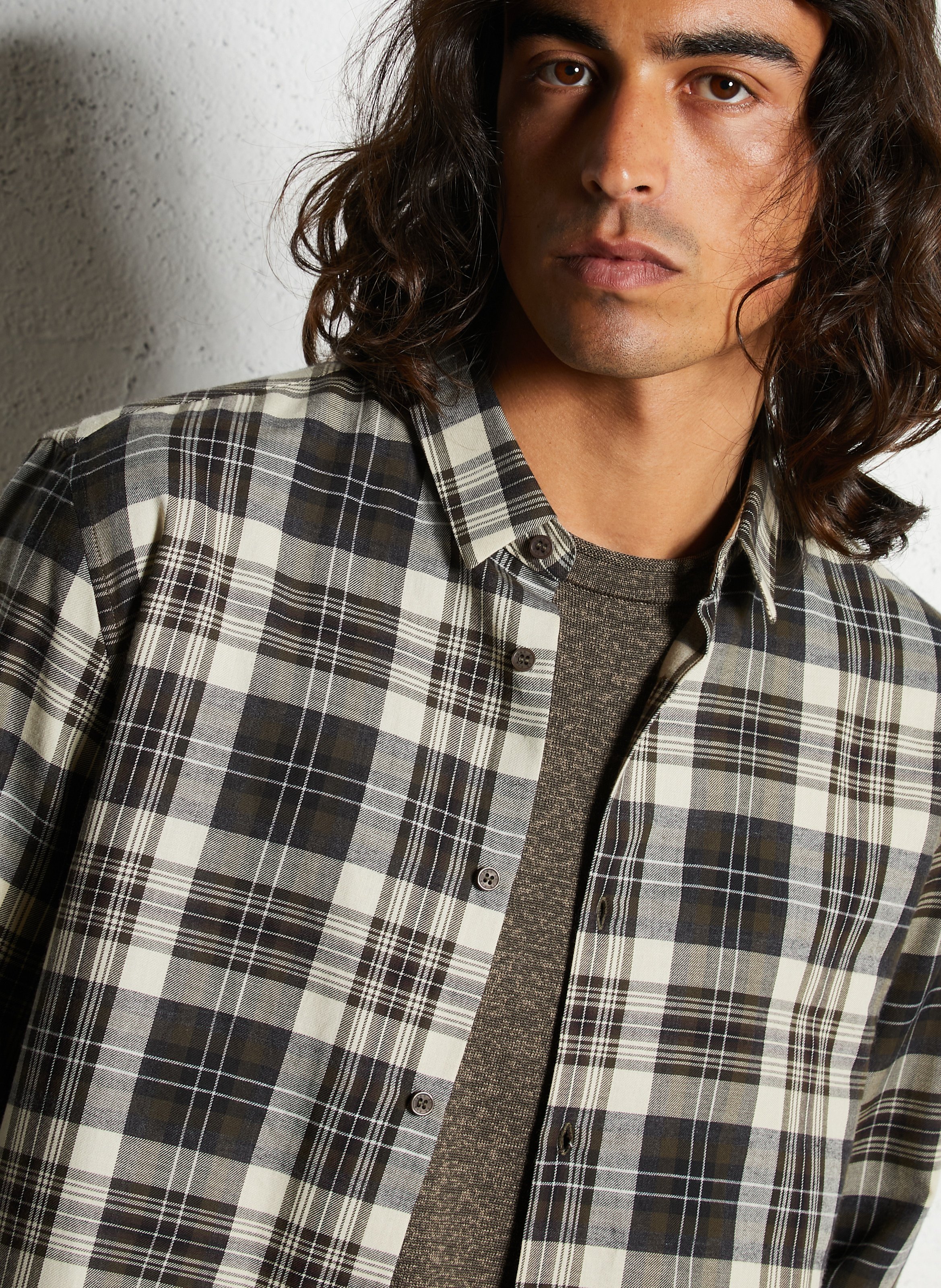 Chemise droite en coton IKKS Kaki