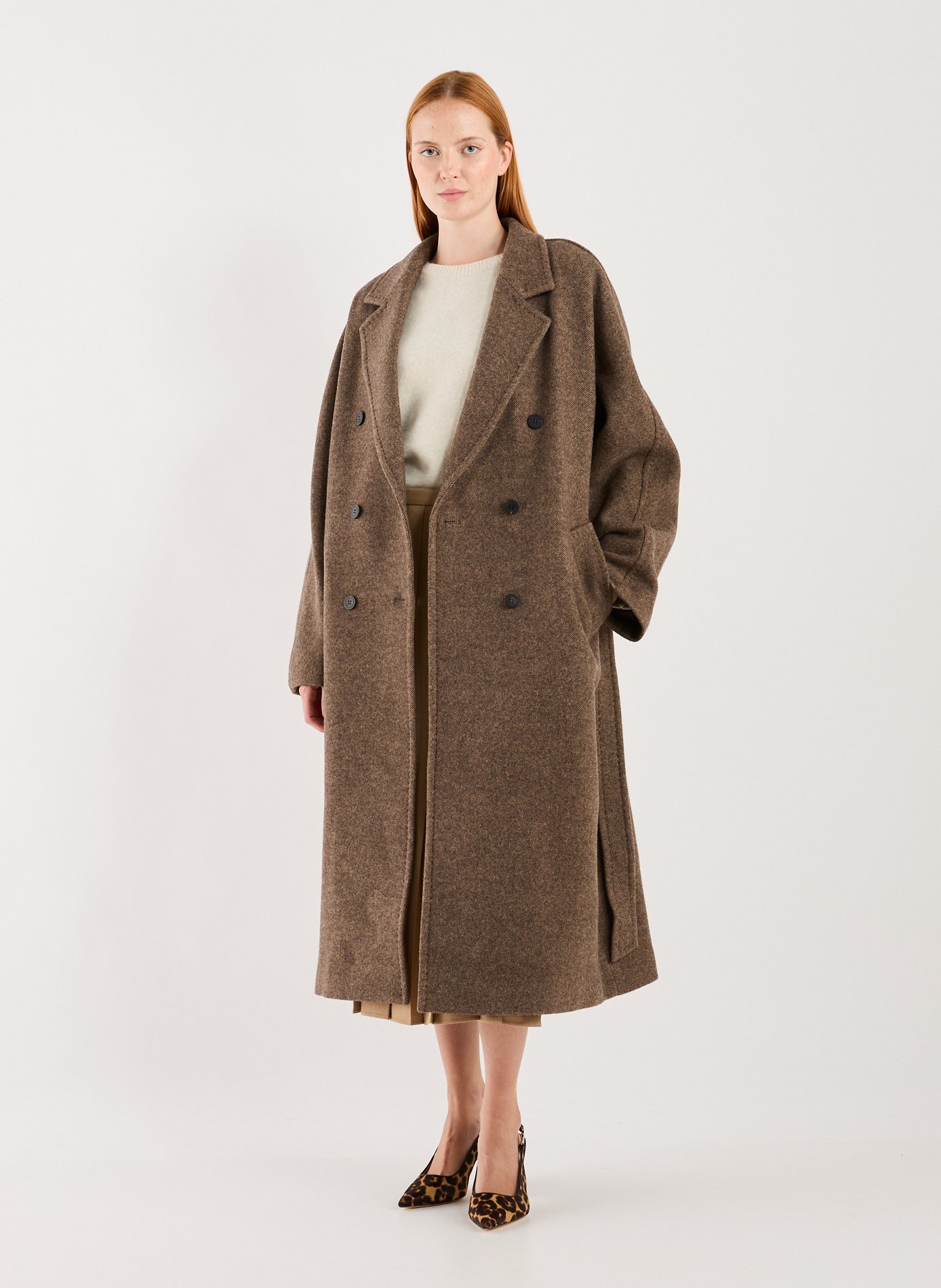 Straight wool-blend coat with classic collar LE 17 SEPTEMBRE Brown