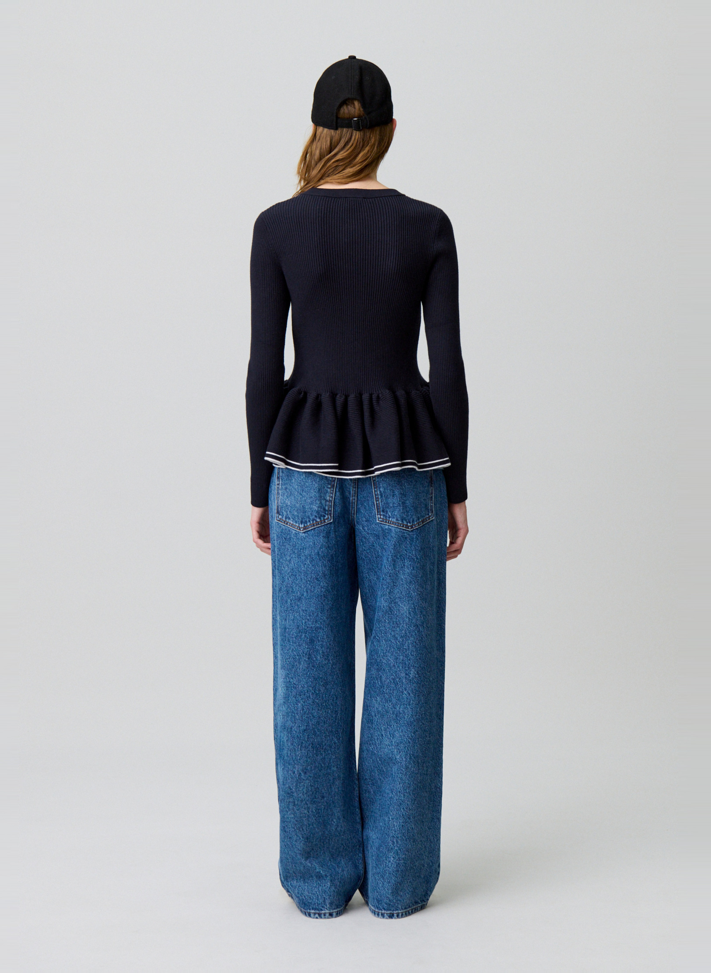 Cardigan côtelé moulant col rond mizuki CLAUDIE PIERLOT Bleu