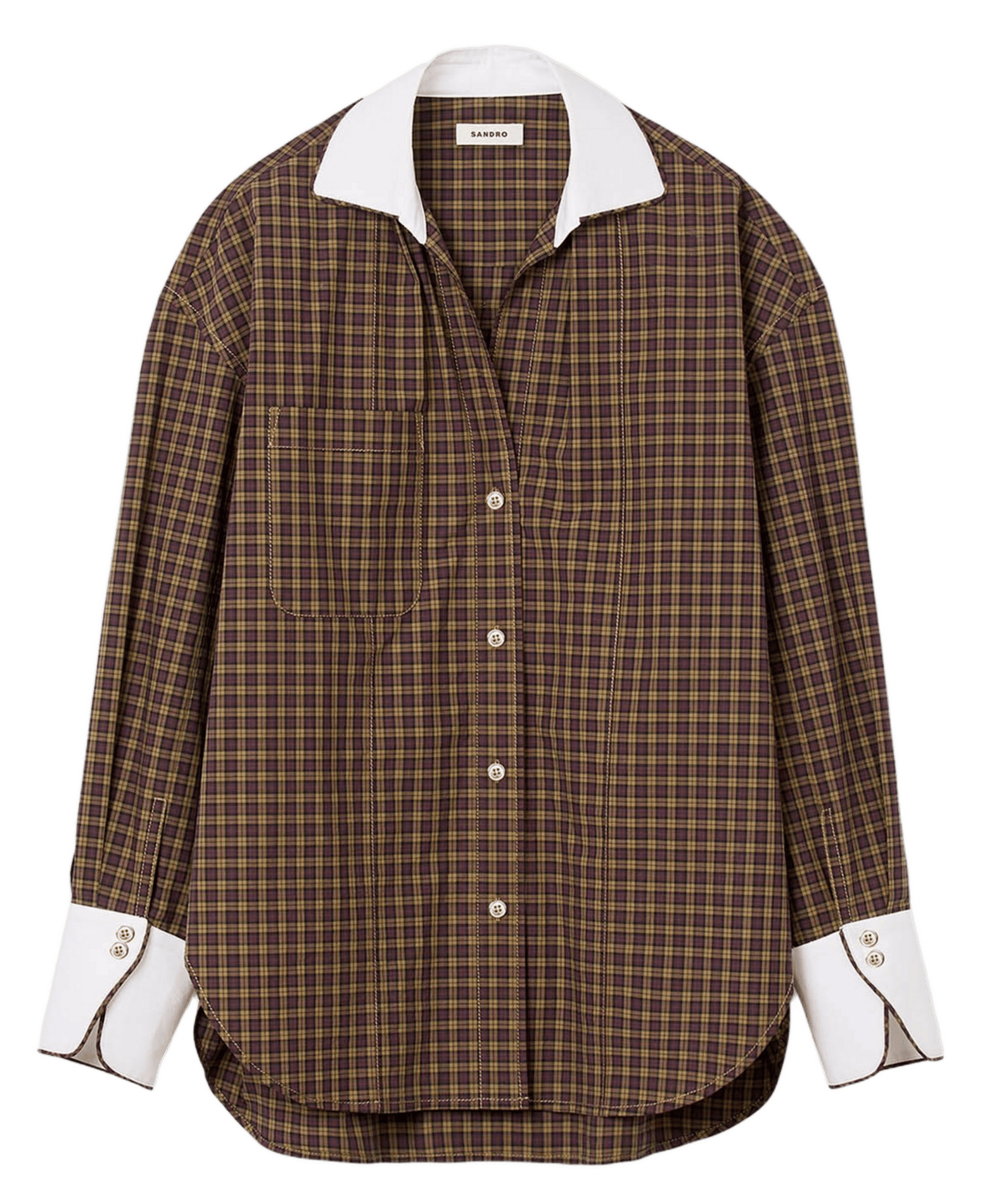 Chemise col classique à carreaux SANDRO Rouge