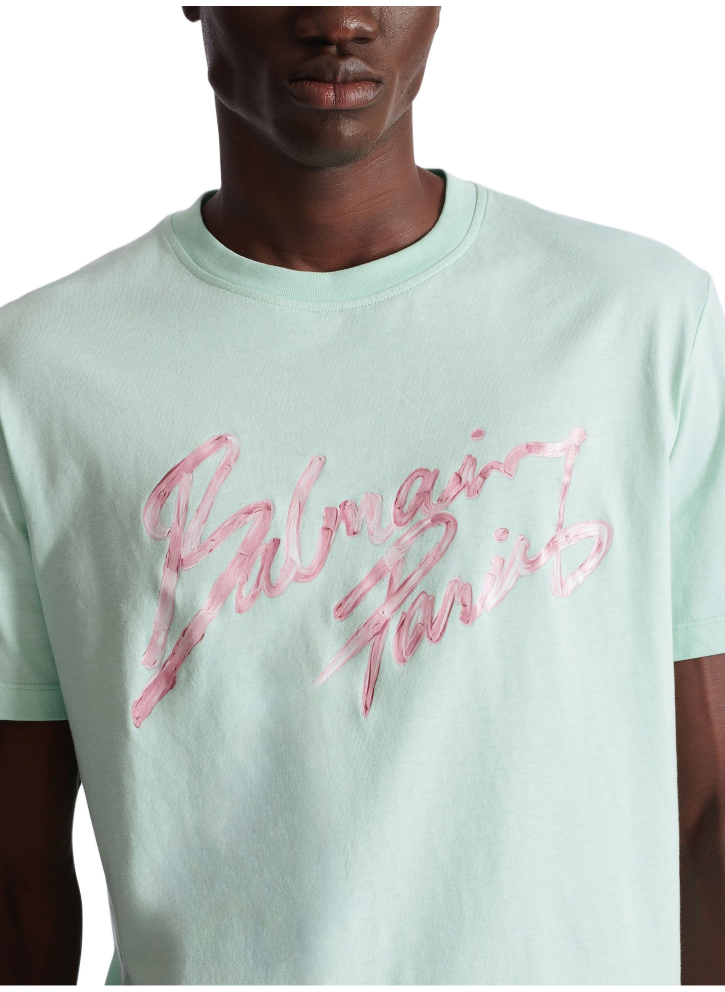 T-shirt en coton à imprimé BALMAIN Vert