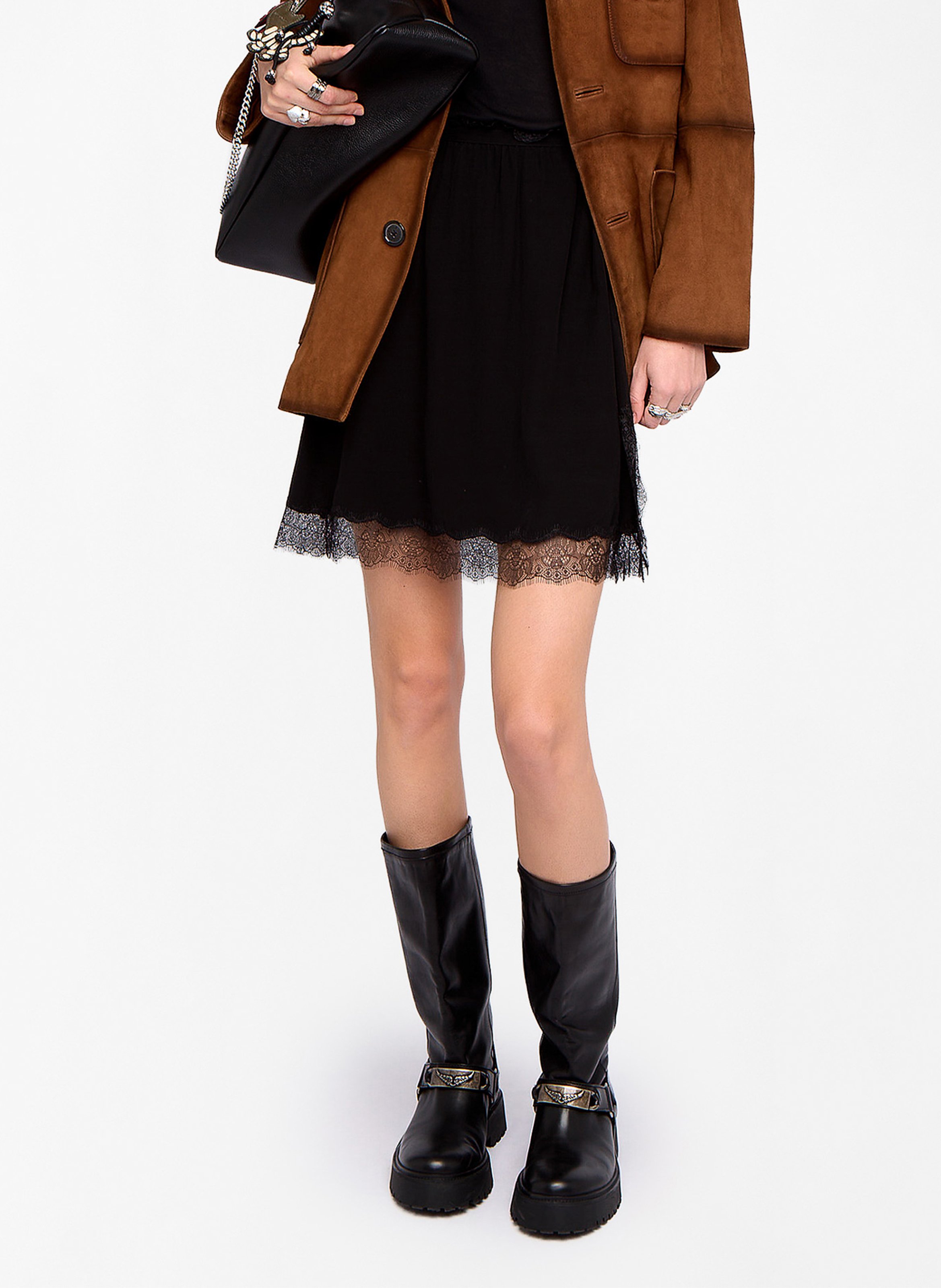 Jupe courte en dentelle jarvisa ZADIG&VOLTAIRE Noir