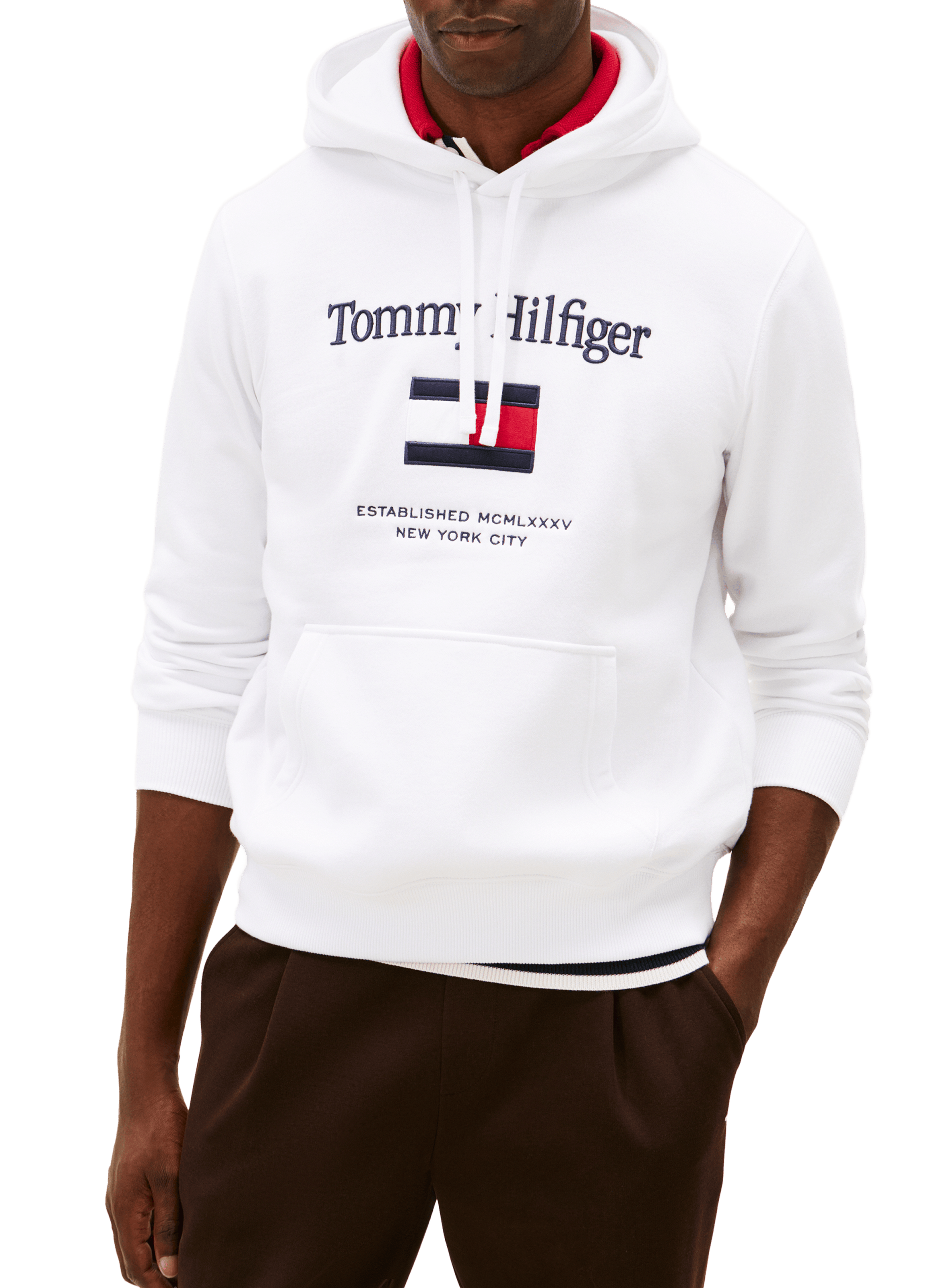 Sweat à capuche avec logo brodé TOMMY HILFIGER Blanc