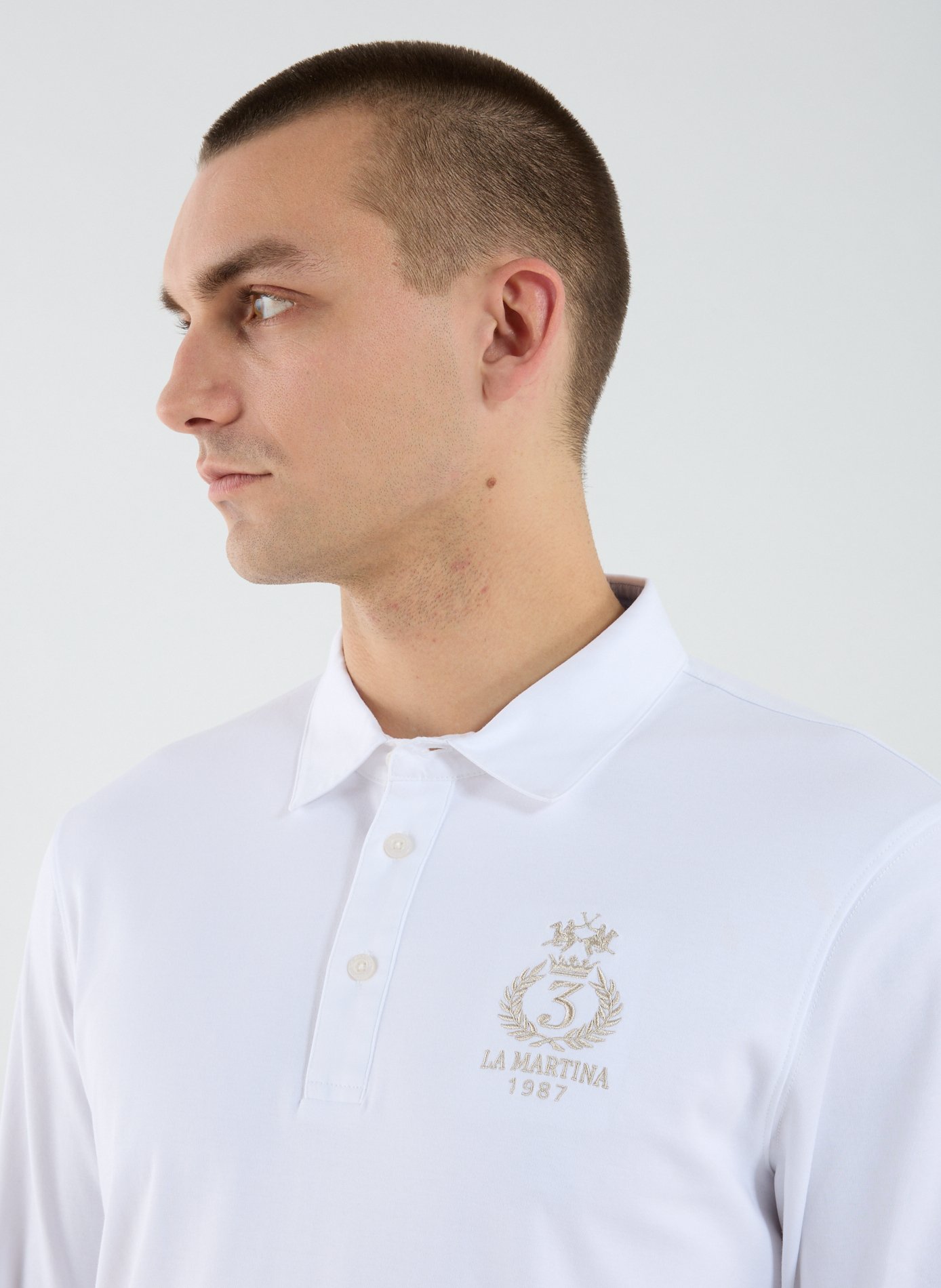 Polo à manches longues en coton LA MARTINA Blanc