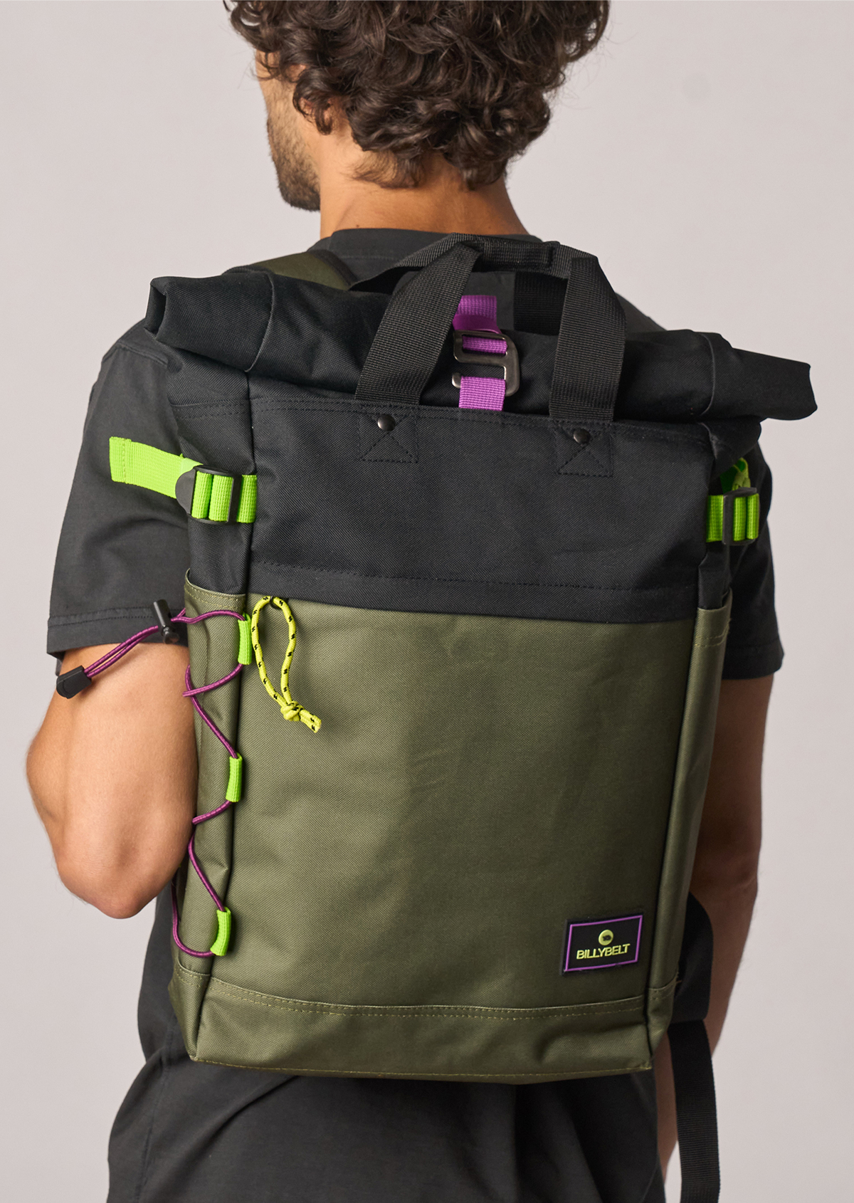 Sac à dos en polyester recyclé rolltop BILLYBELT Kaki