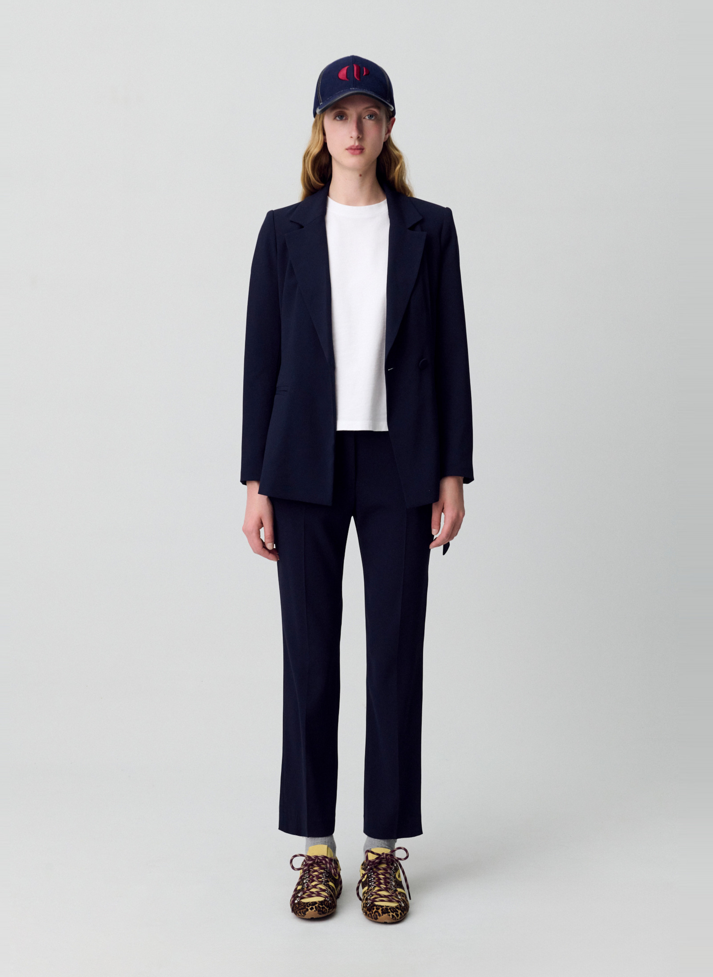 Veste col tailleur ceinturée CLAUDIE PIERLOT Bleu