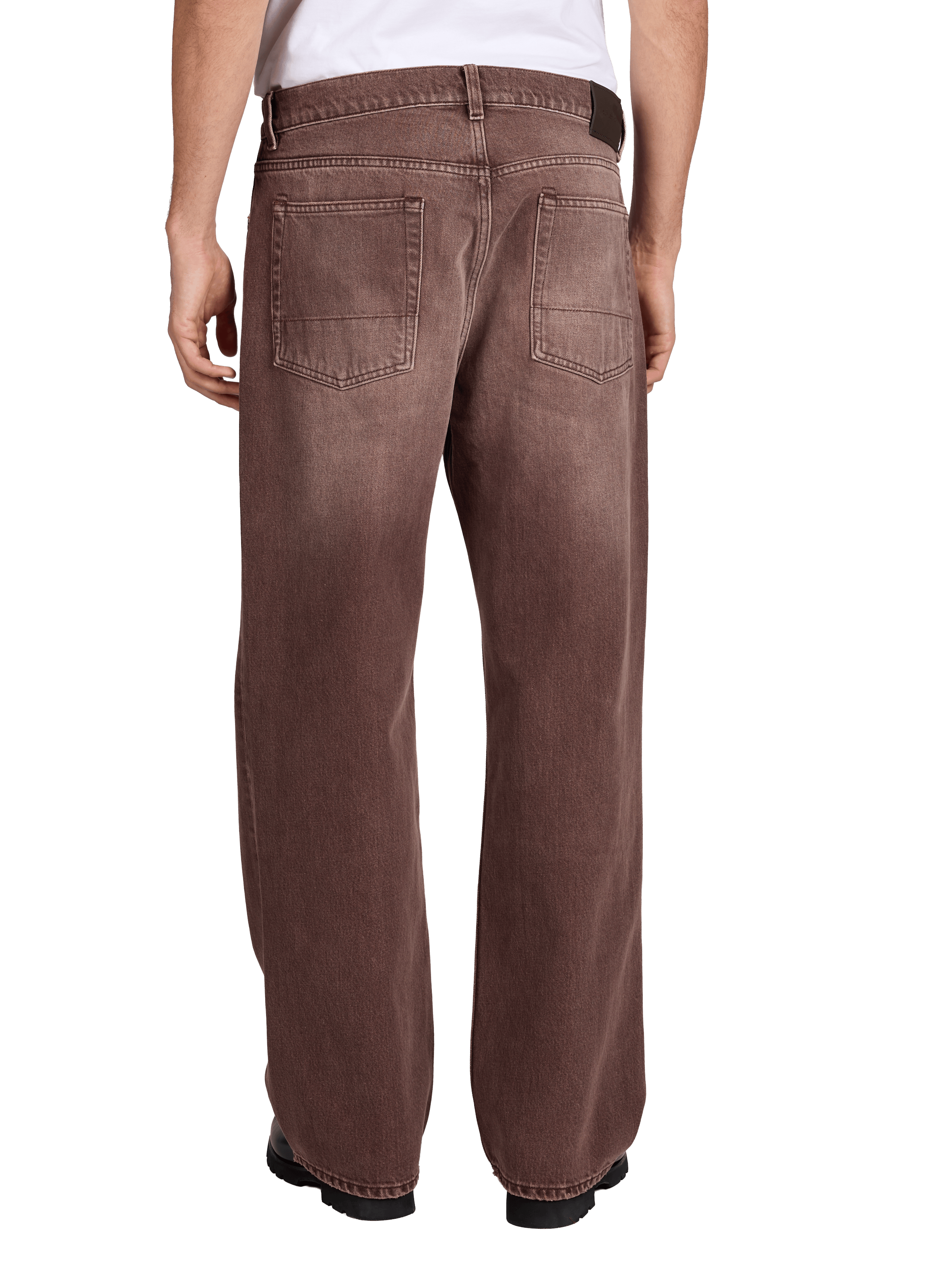 Jeans large délavé en coton  OUR LEGACY Marron