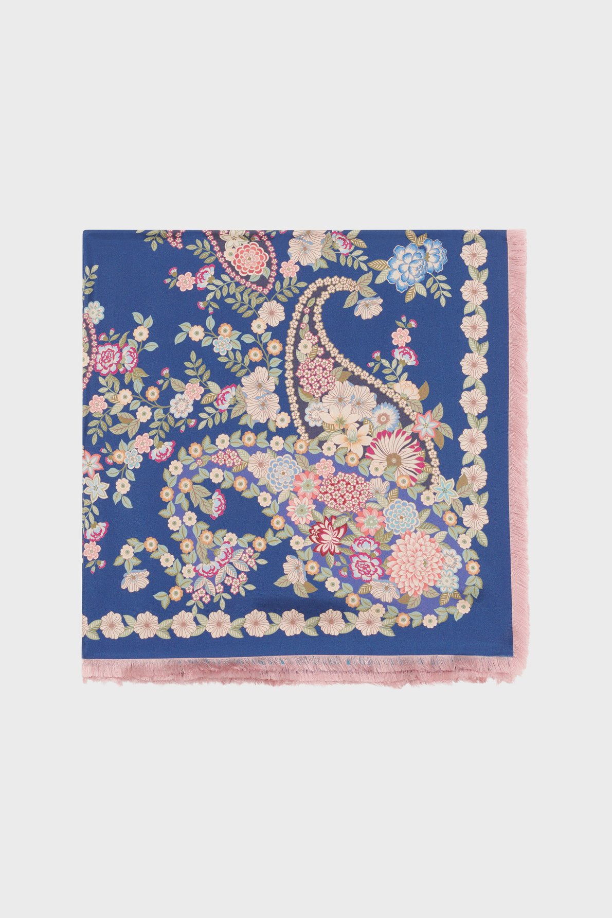 Carré imprimé floral en soie - diane GERARD DAREL Bleu