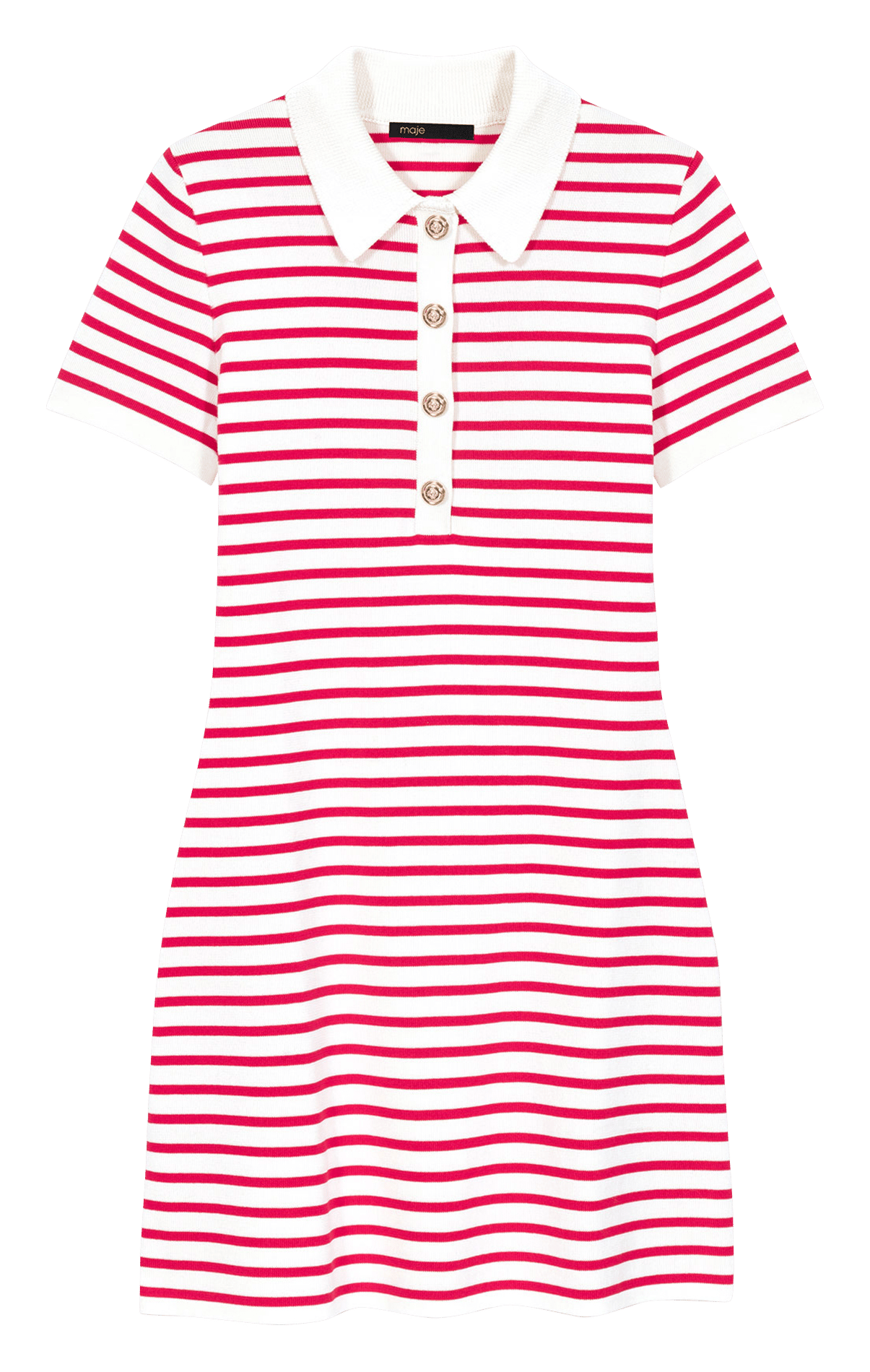 Robe courte col polo à rayures MAJE Rouge