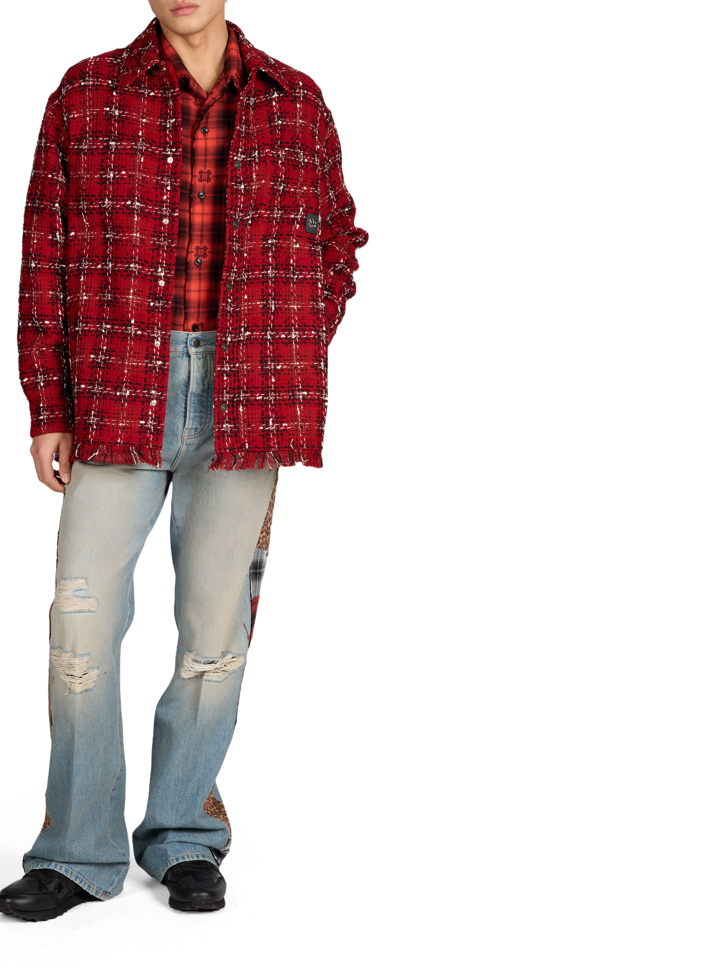 Cotton patchwork bootcut jeans AMIRI Blue