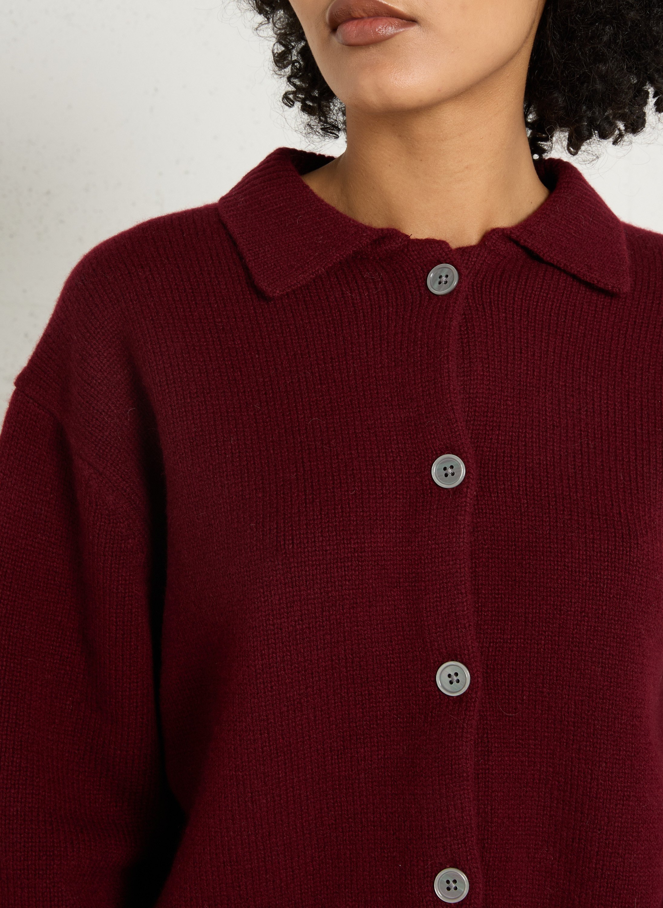 Cardigan court uni en laine peter MAISON 123 Rouge