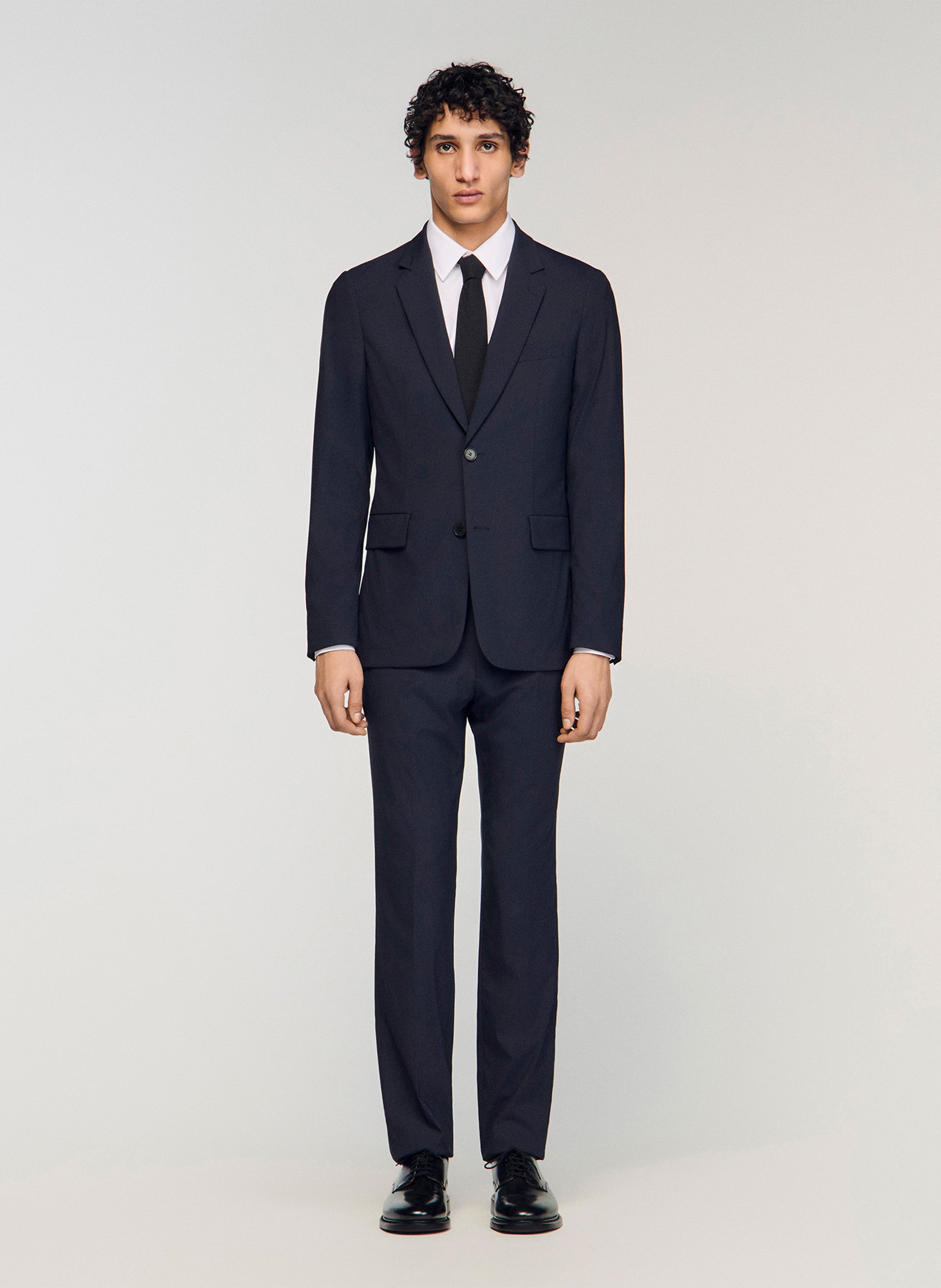 Veste de costume droite en laine mélangée SANDRO Bleu