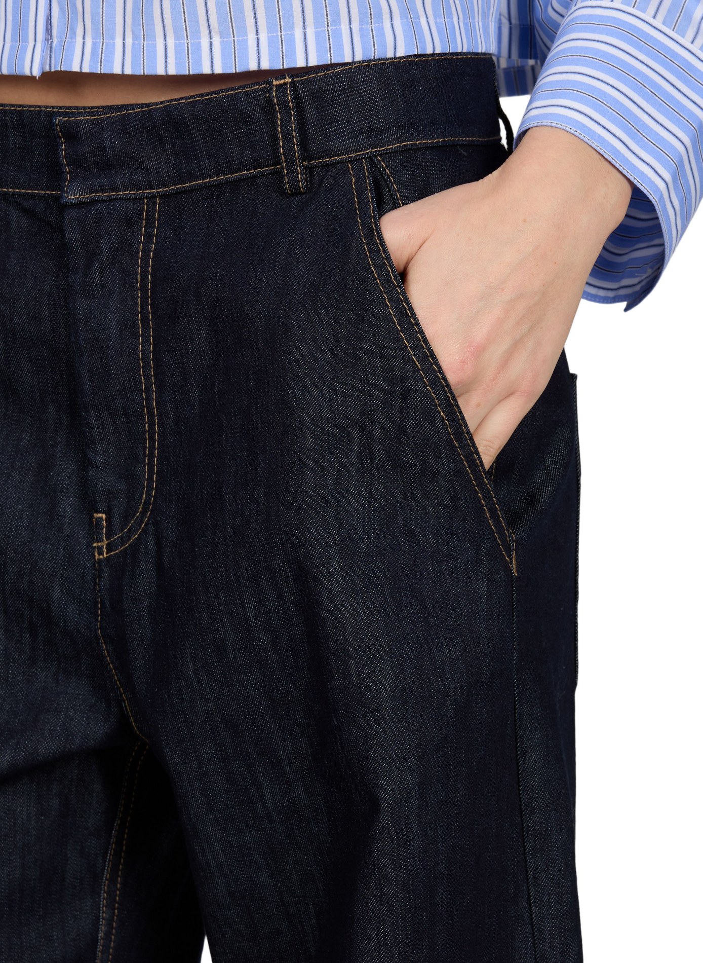 Jean large avec surpiqûres TELA Bleu