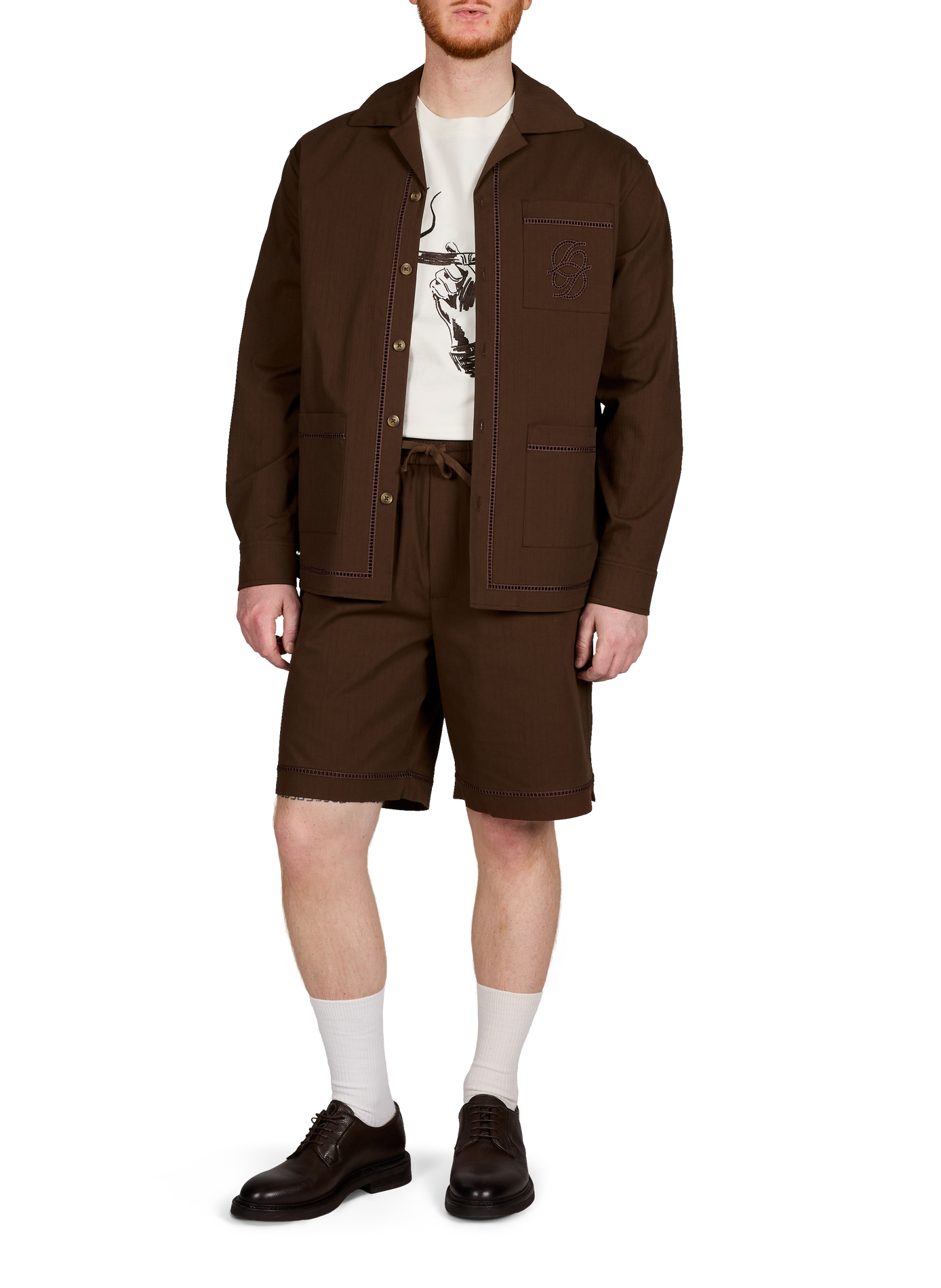 Shirt with logo embroidery in blended cotton DROLE DE MONSIEUR Brown