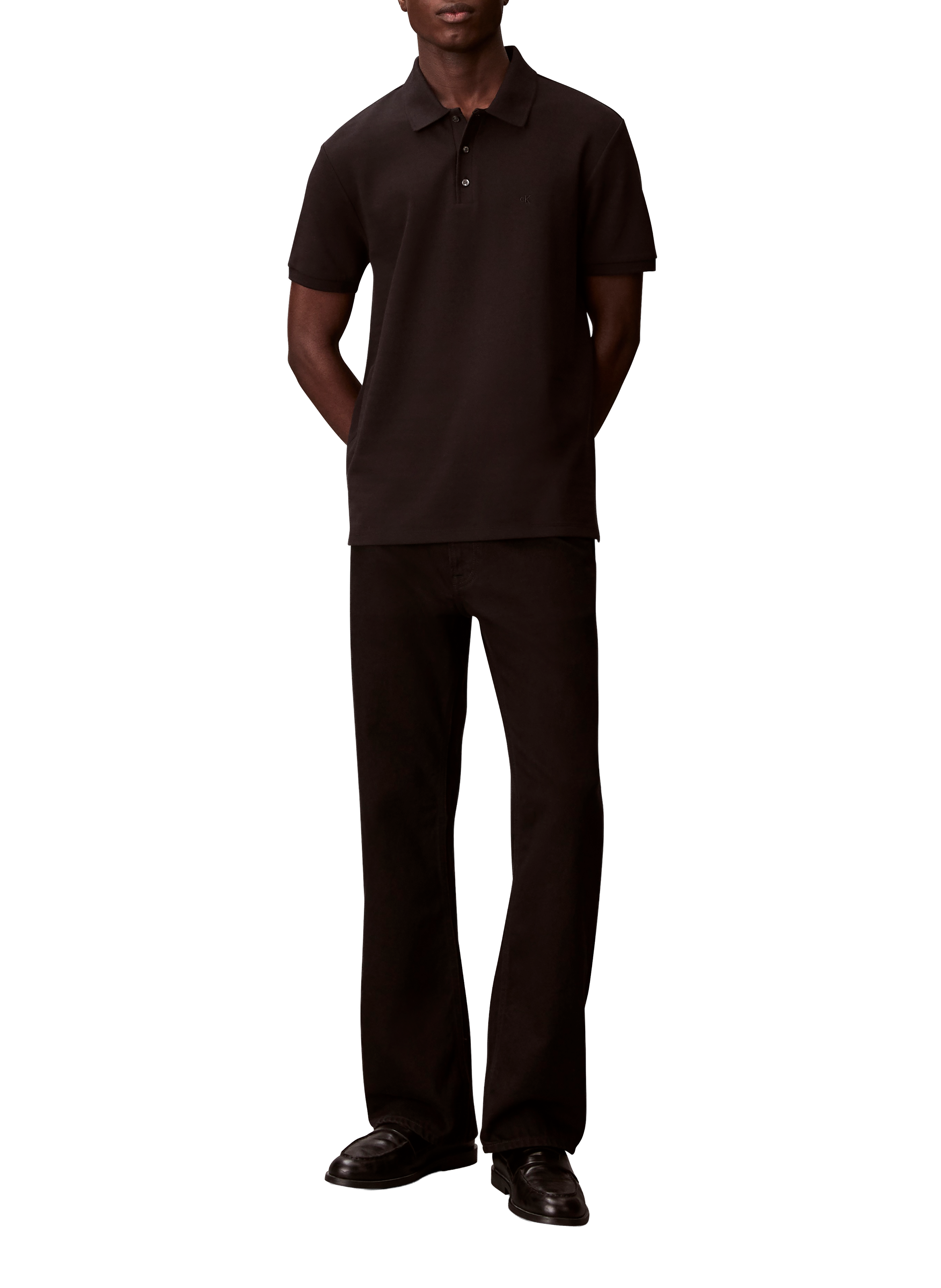 Short-sleeved polo in blended cotton CALVIN KLEIN Black
