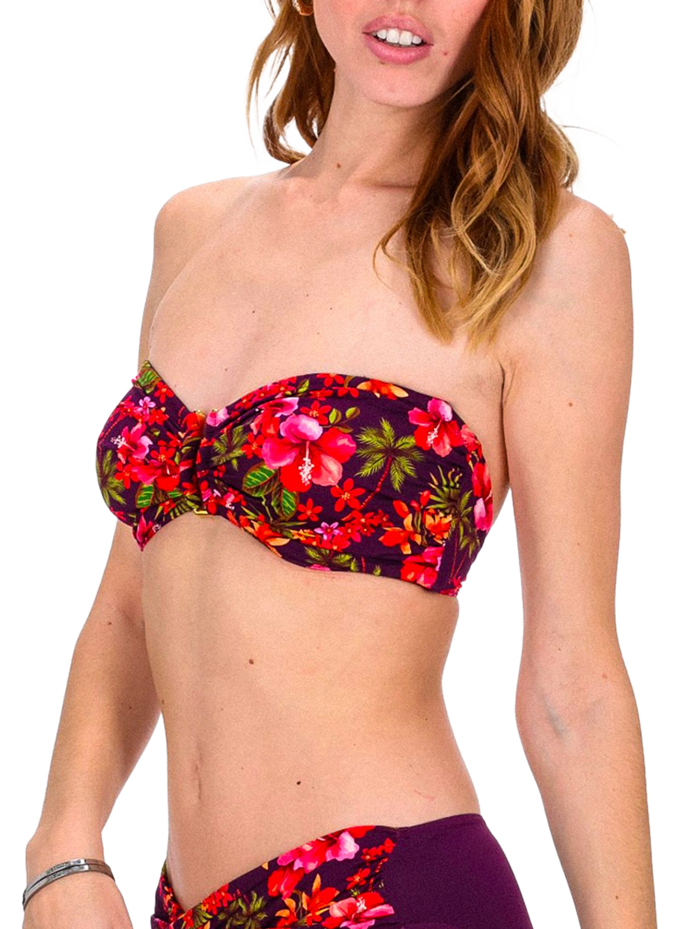 Haut de maillot de bain bandeau à fleurs GRAIN DE SABLE Multicolore