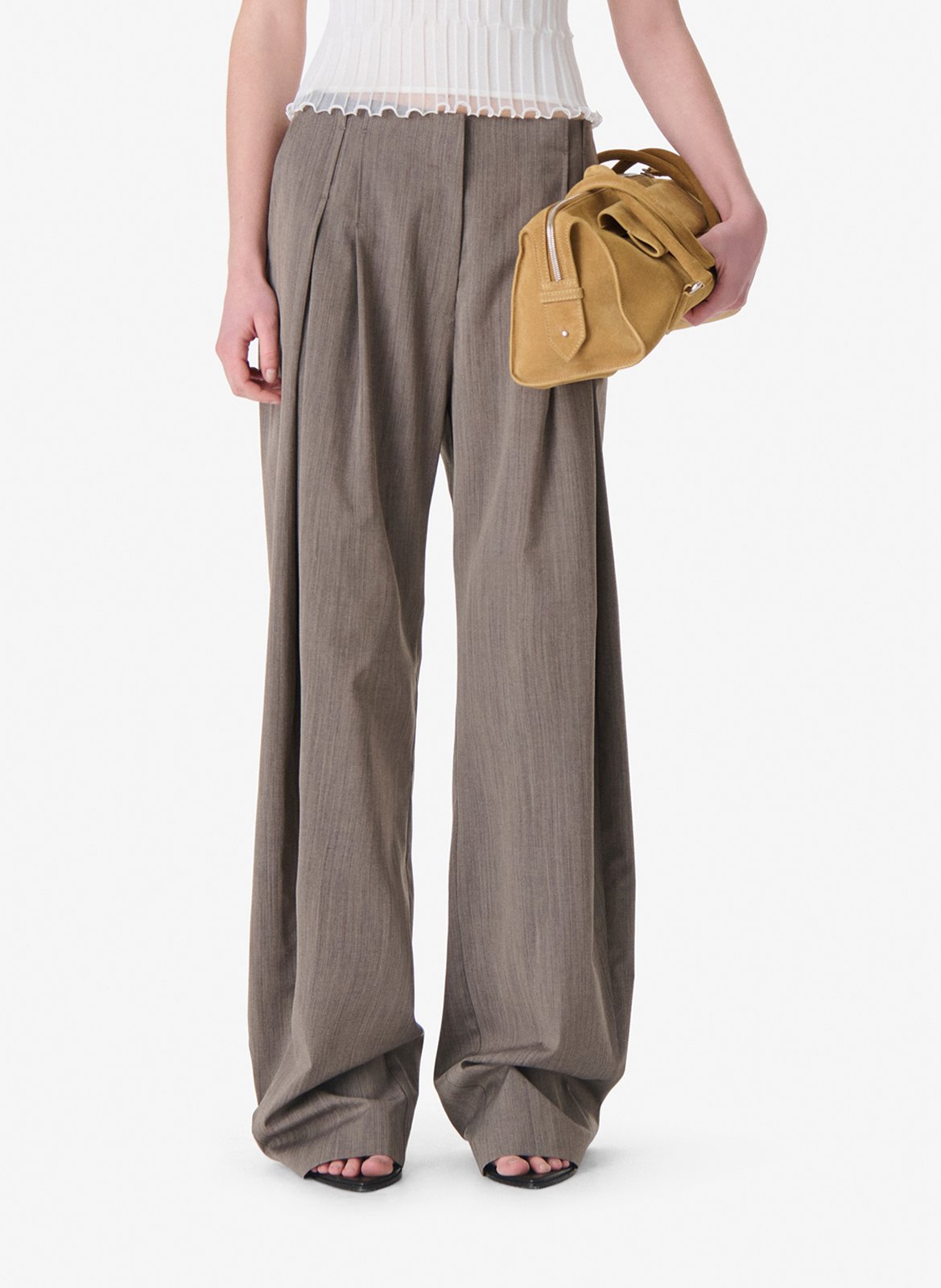 Pantalon large en laine mélangée sauge IRO Marron
