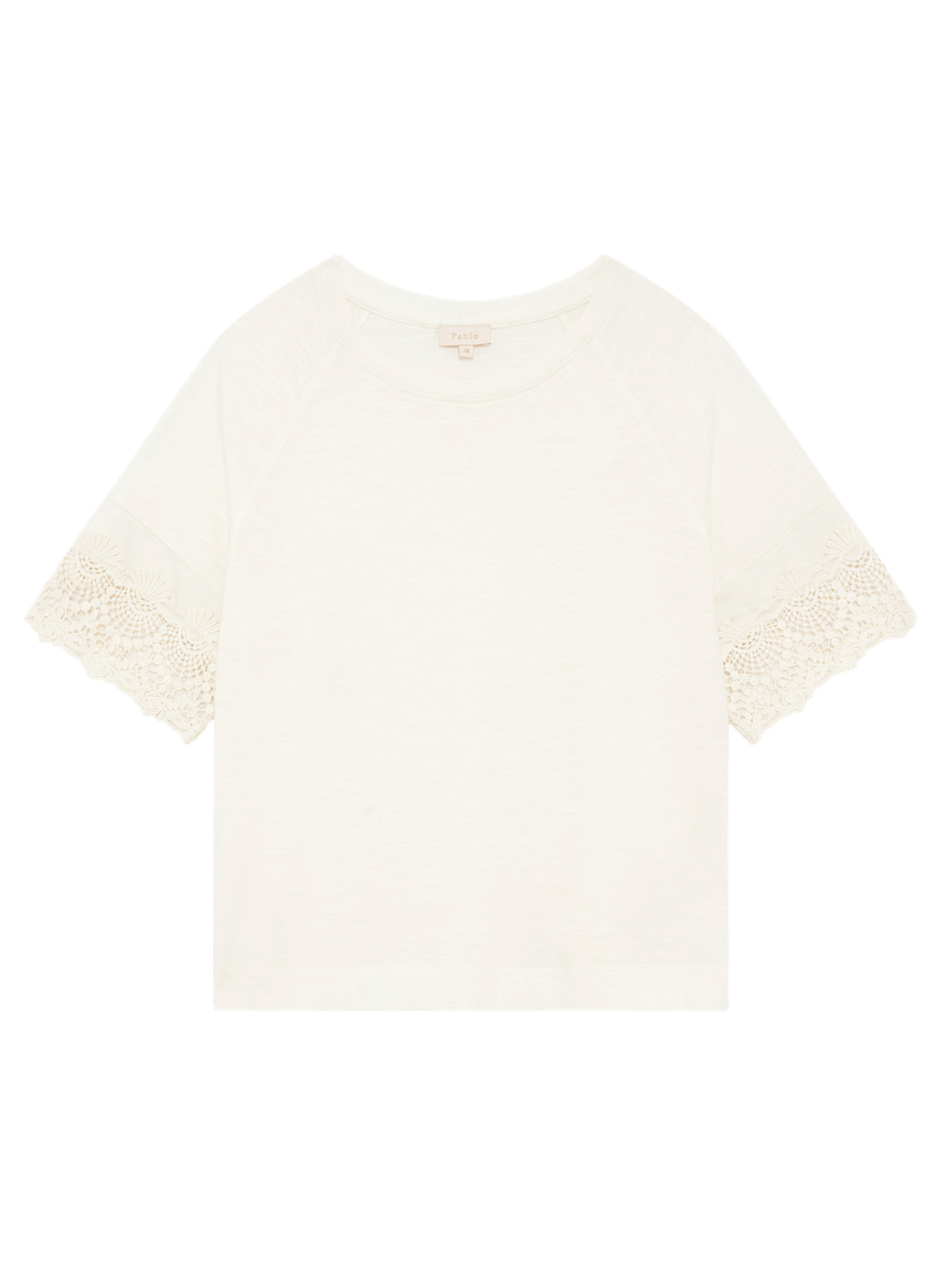 T-shirt en coton aux manches brodées - thana PABLO Blanc