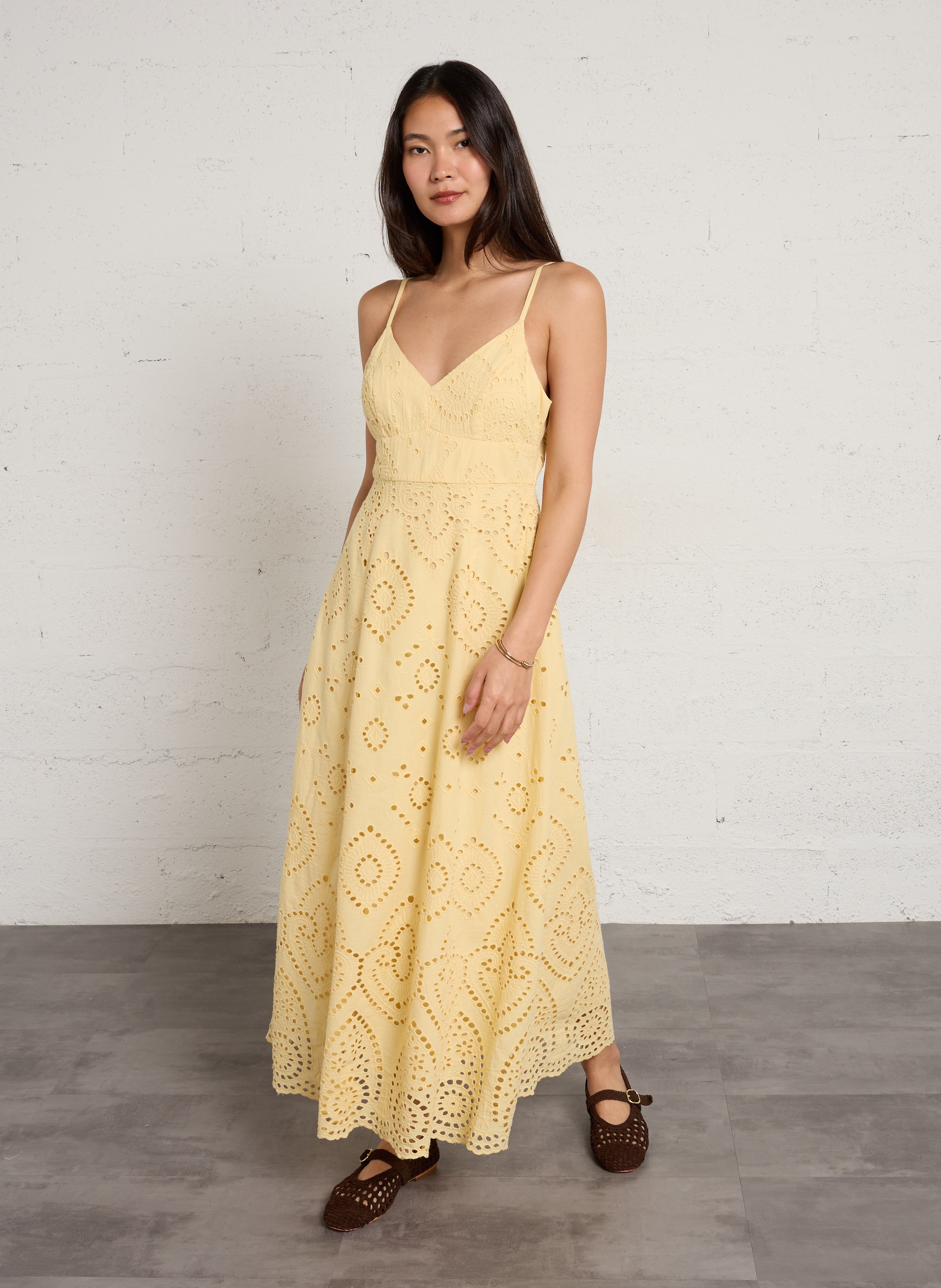 Robe longue col v en coton beryle MAISON 123 Jaune