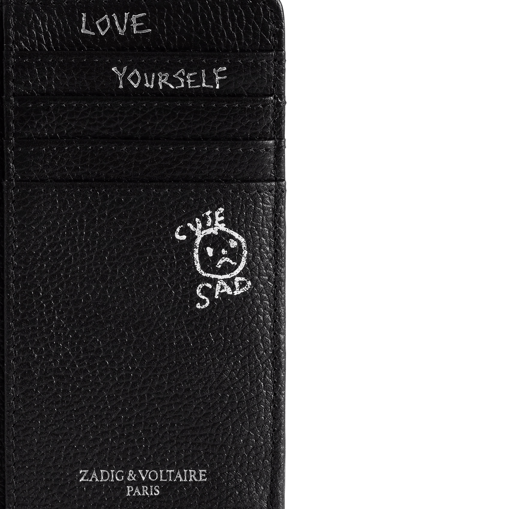 Porte-cartes en cuir imprimé zv card ZADIG&VOLTAIRE Noir