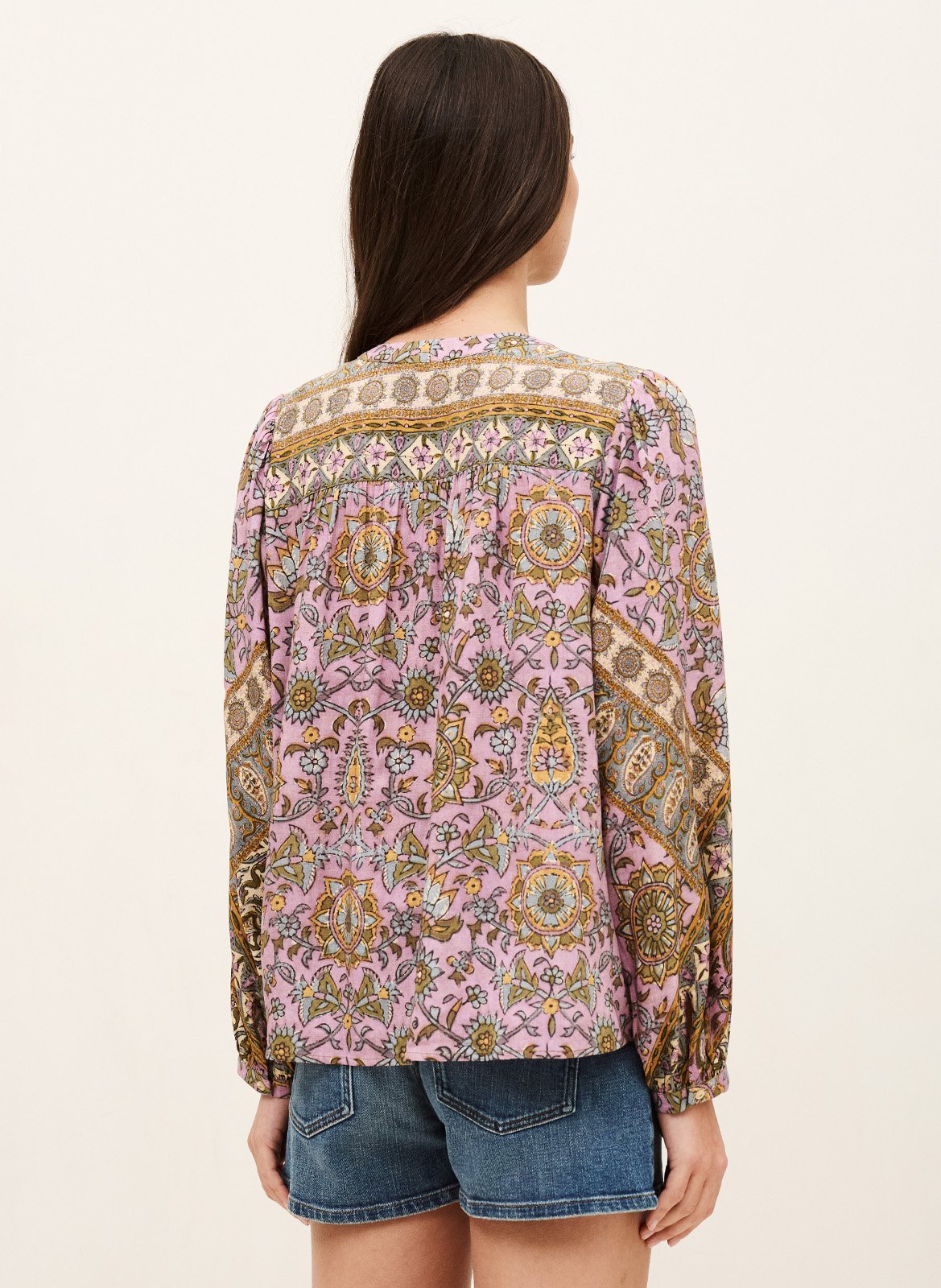 Rechte losvallende bedrukte blouse. BA&SH Paars