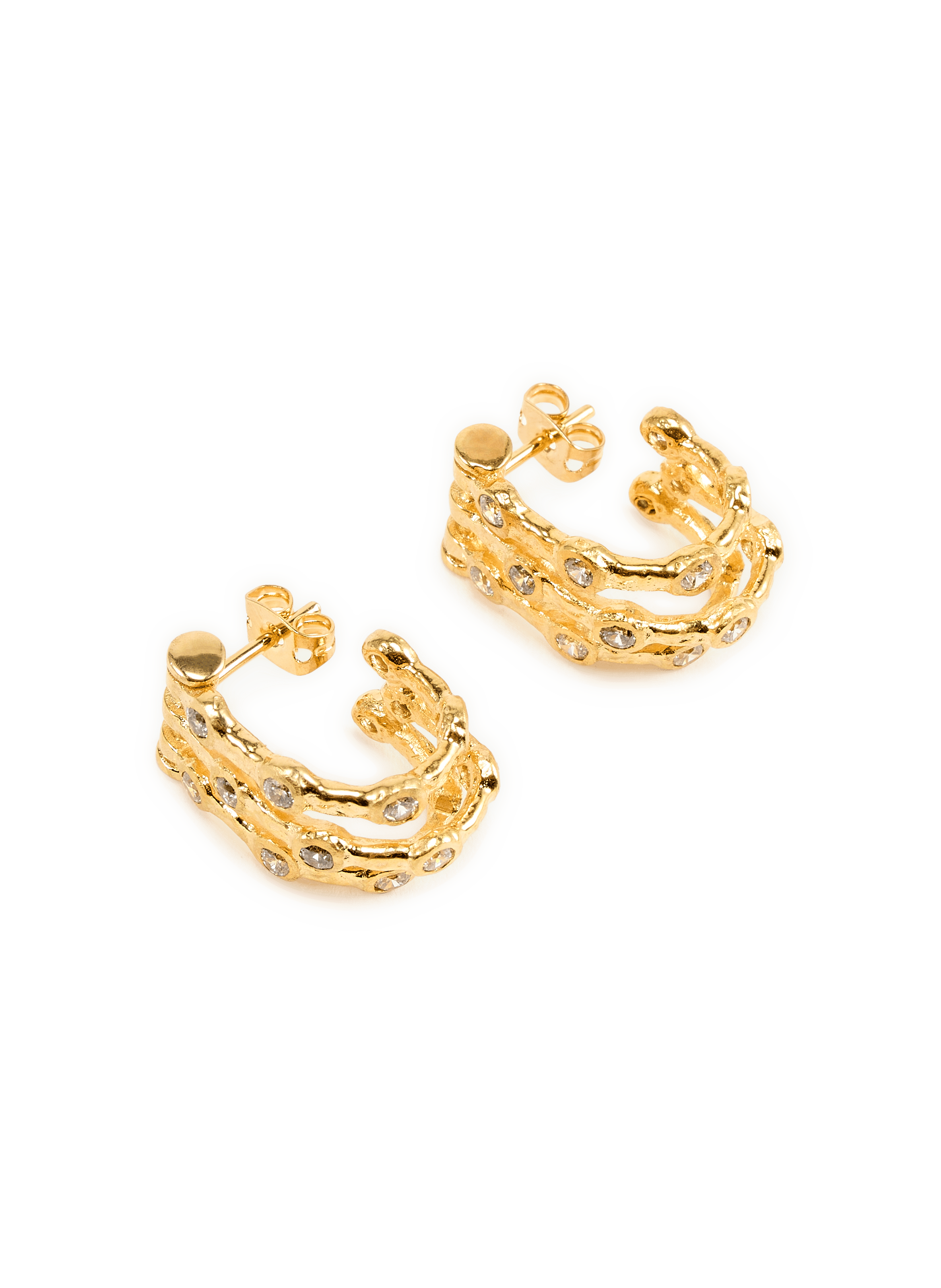 Earrings with wave pattern and beads JOANNA LAURA CONSTANTINE Golden