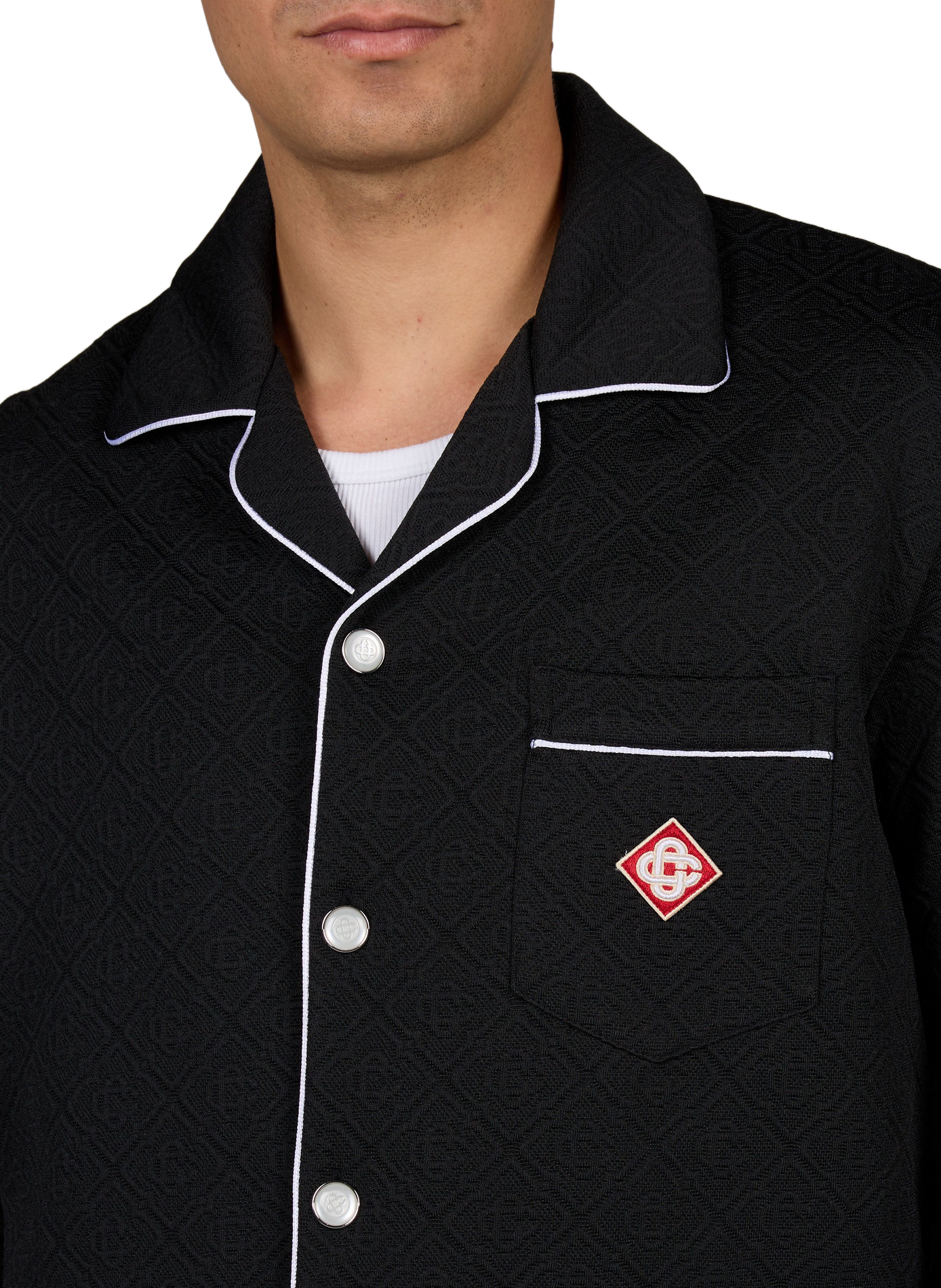 Embroidered jacquard monogram shirt CASABLANCA PARIS Black