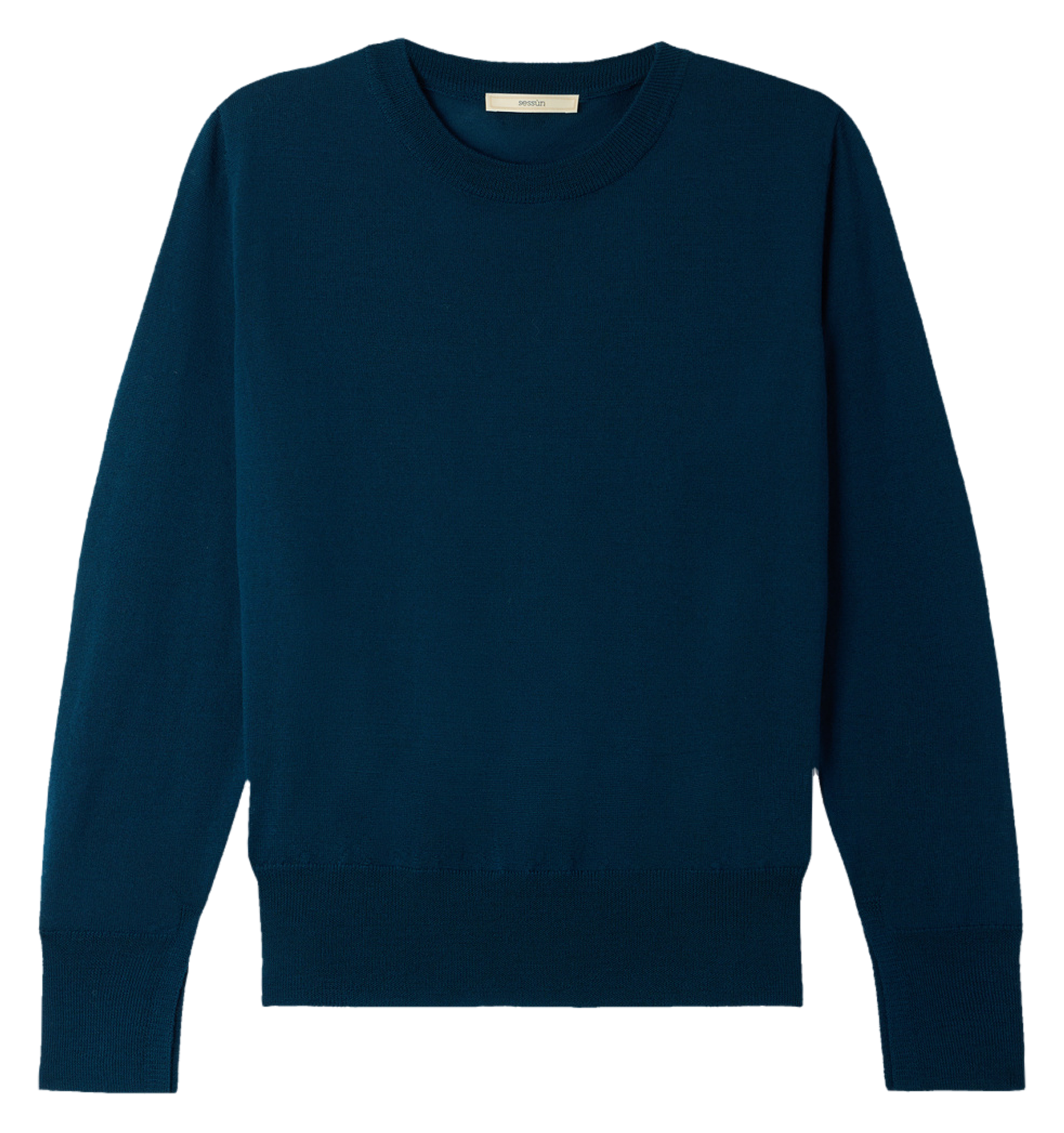 Pull col rond en laine teshima SESSUN Bleu