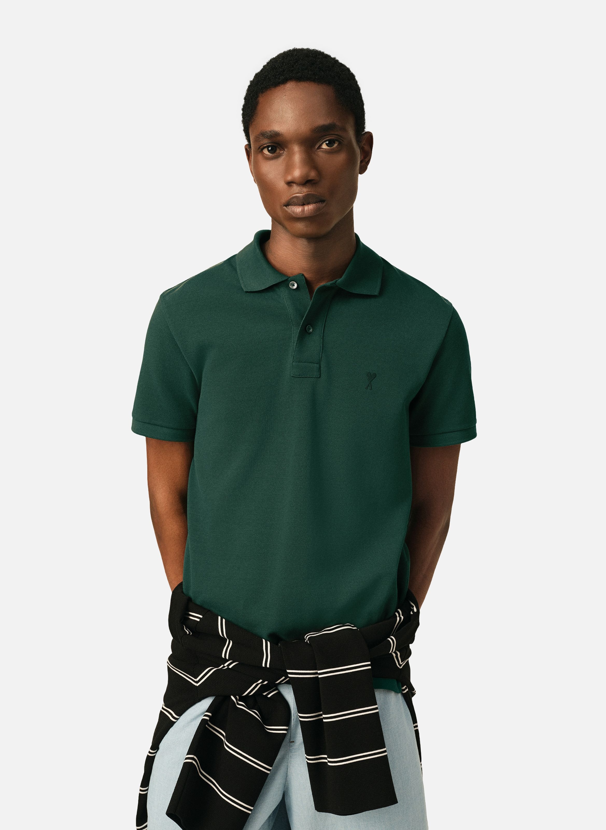 Polo ami de coeur en coton AMI PARIS Vert