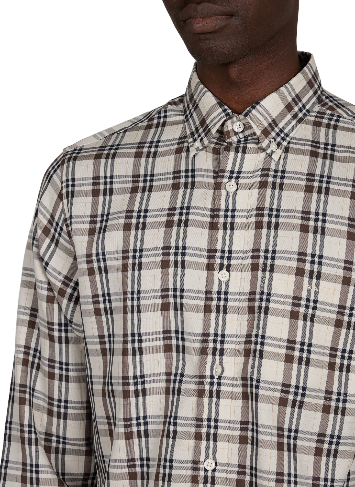 Straight printed shirt with classic collar GANT Brown
