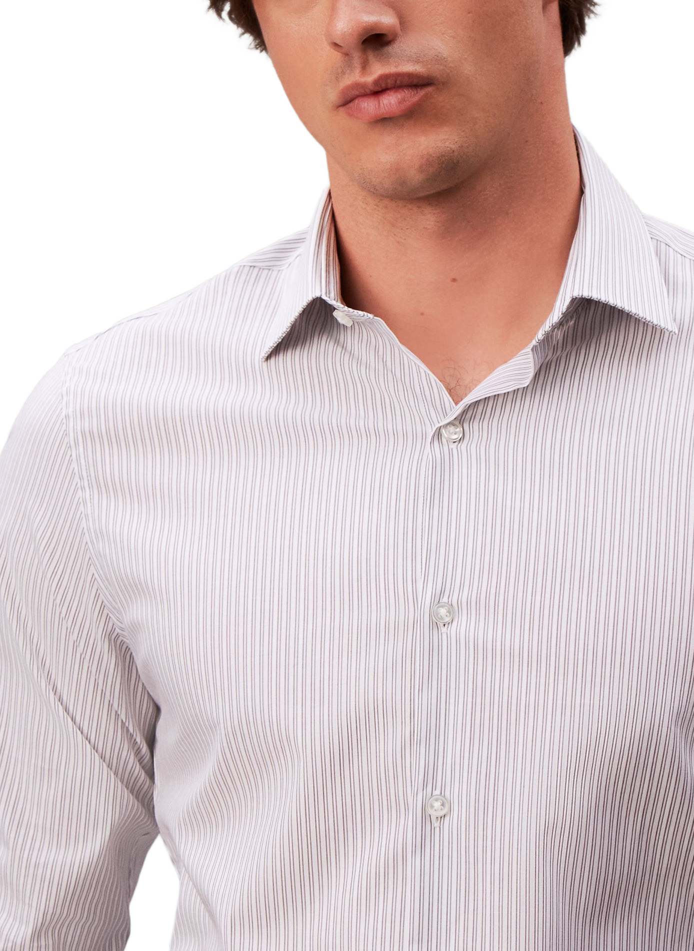 Slim striped shirt in blended cotton CALVIN KLEIN Grey