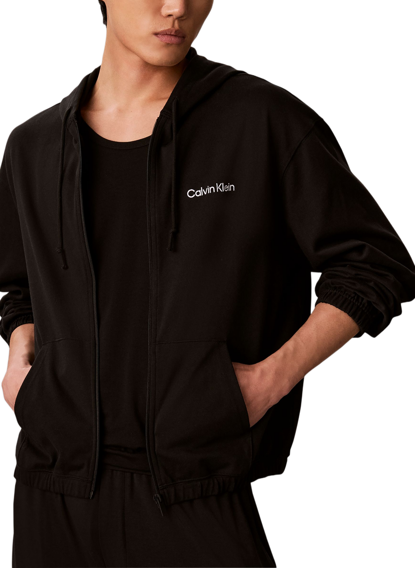 Gerader Kapuzenpullover aus Baumwolle CALVIN KLEIN Schwarz