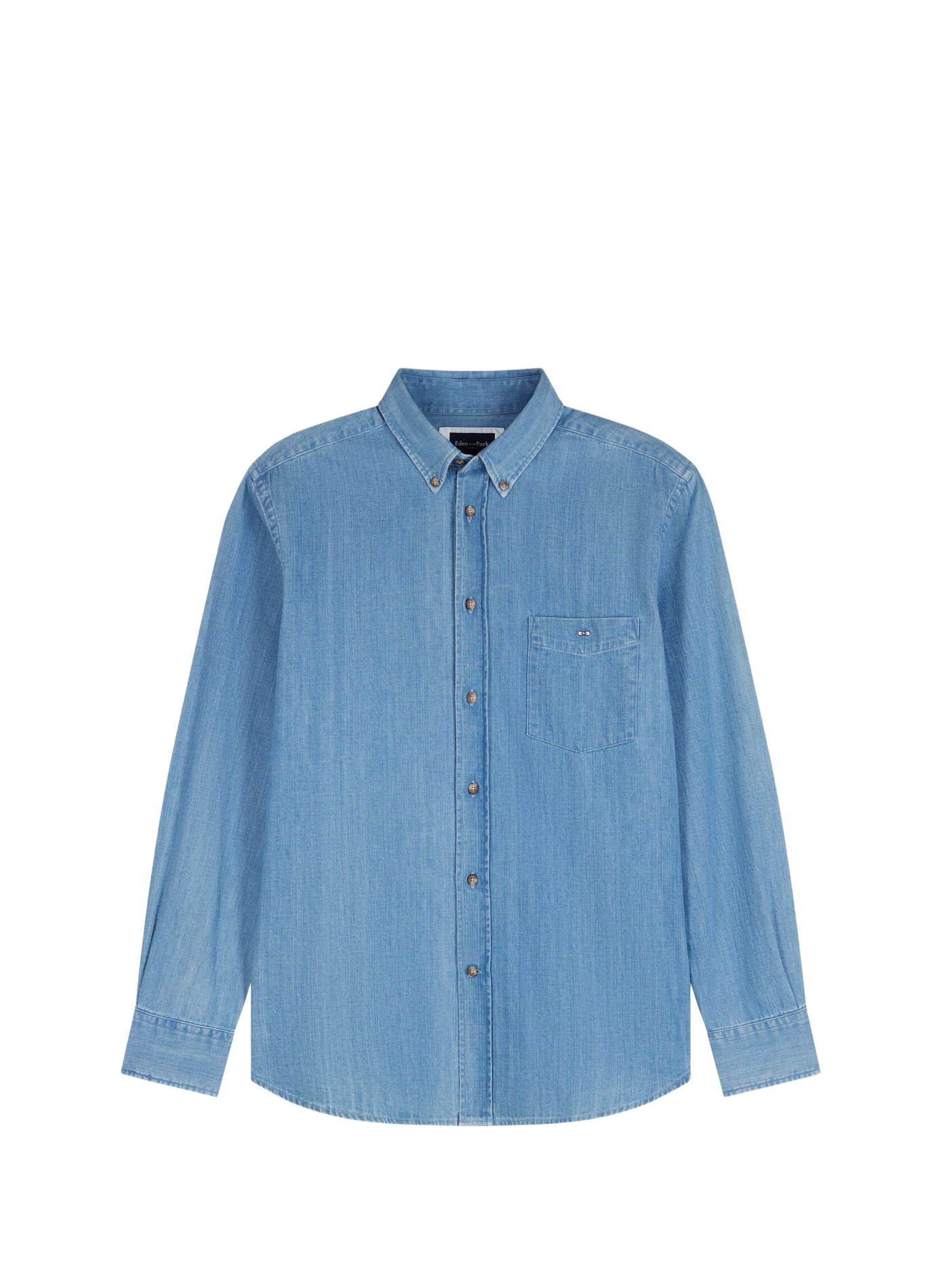 Chemise droite en jeans à logo en coton EDEN PARK Blau