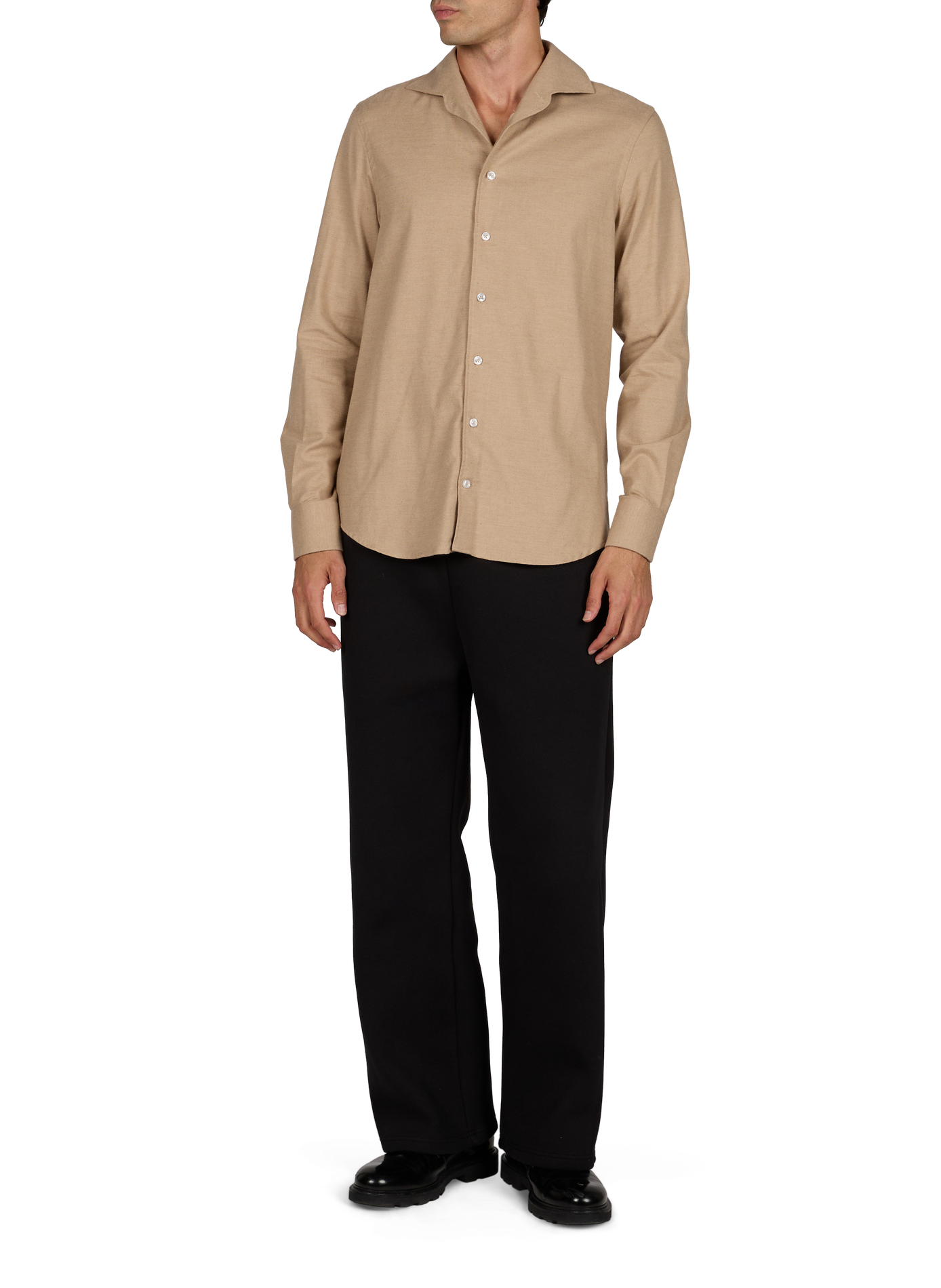 Slim fit shirt in cotton and wool AURELIEN Beige
