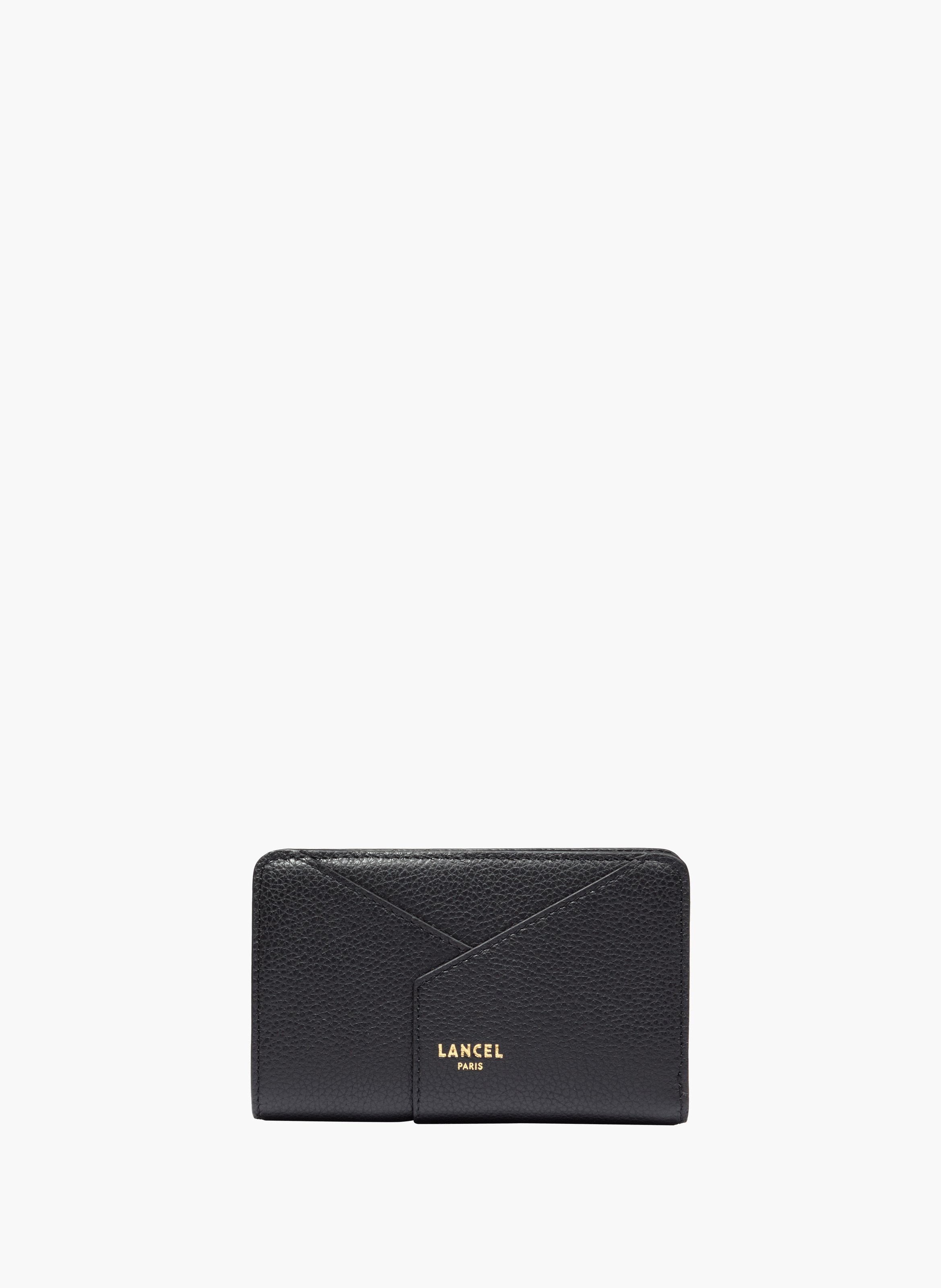 Portefeuille rectangulaire zippé enveloppe de lancel en cuir  Noir