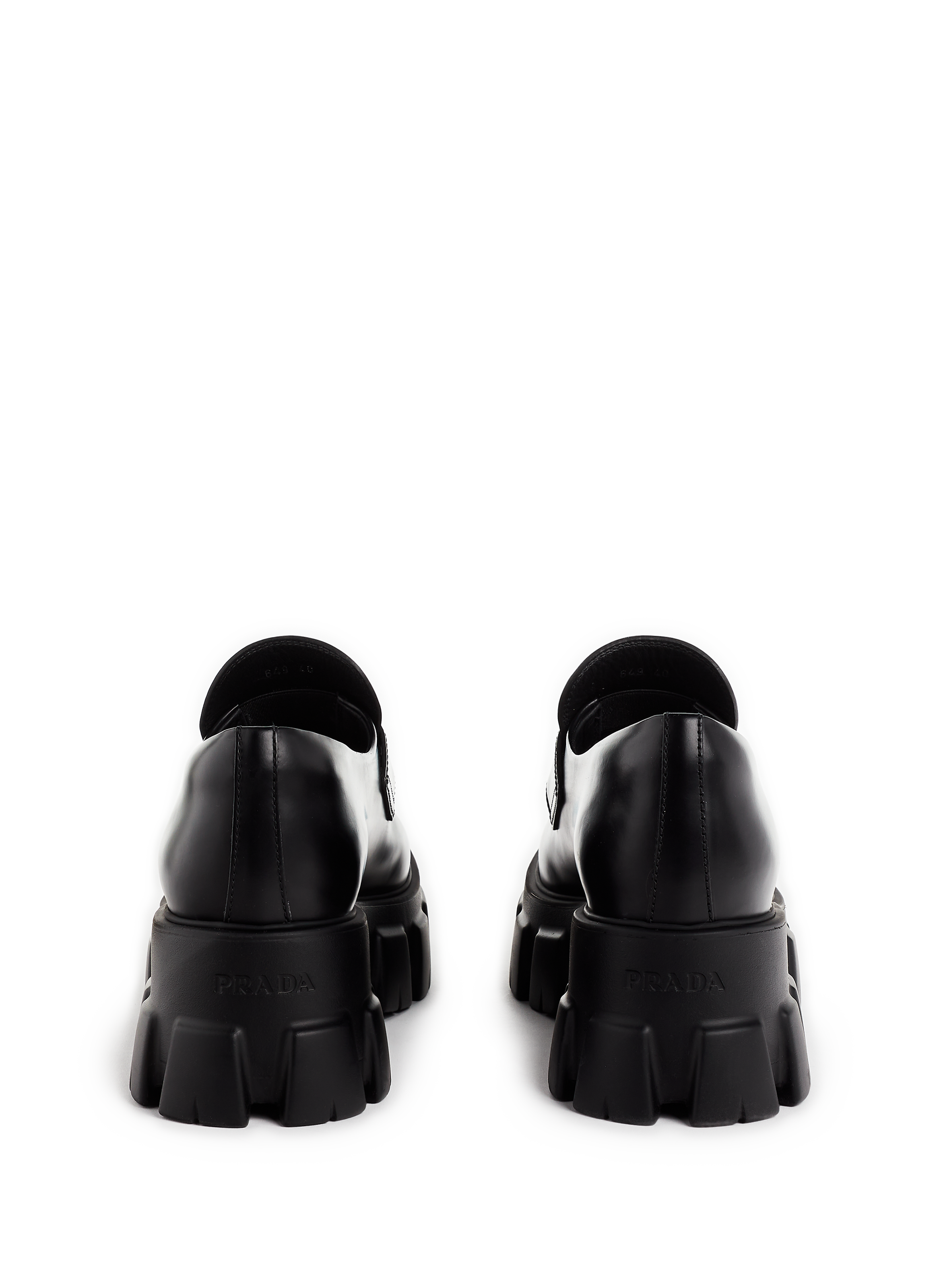 Leather wedge loafers PRADA Black