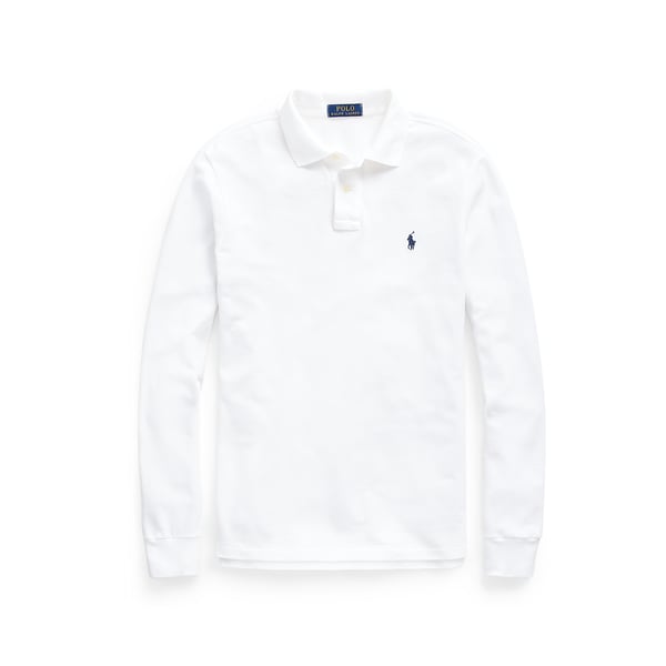 Polo manches longues droit en piqué de coton