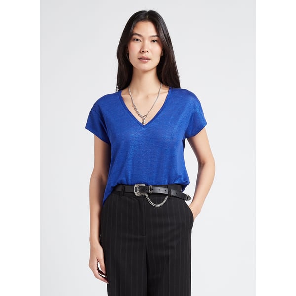 T-shirt col v en lin