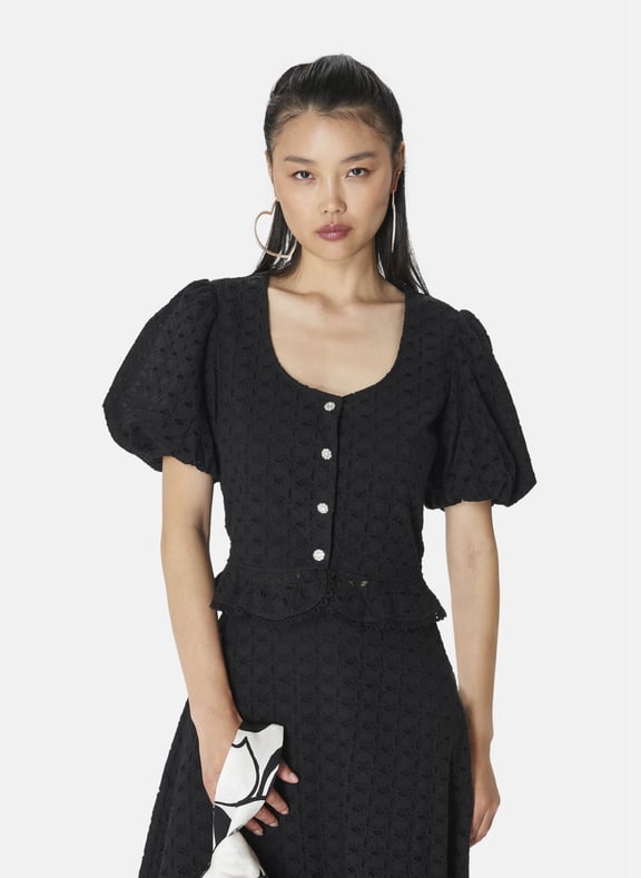 Chemise courte uni - clorinda Noir by TARA JARMON TARA JARMON Chemise courte uni - clorinda Noir