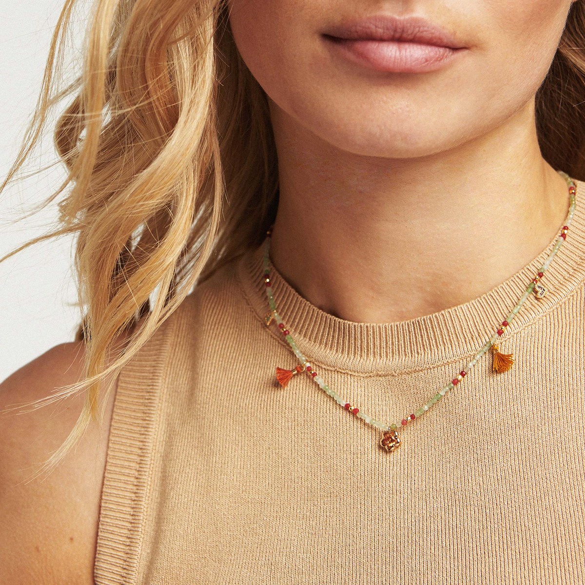 Collier avec perles et pampilles yoyo HIPANEMA Bleu