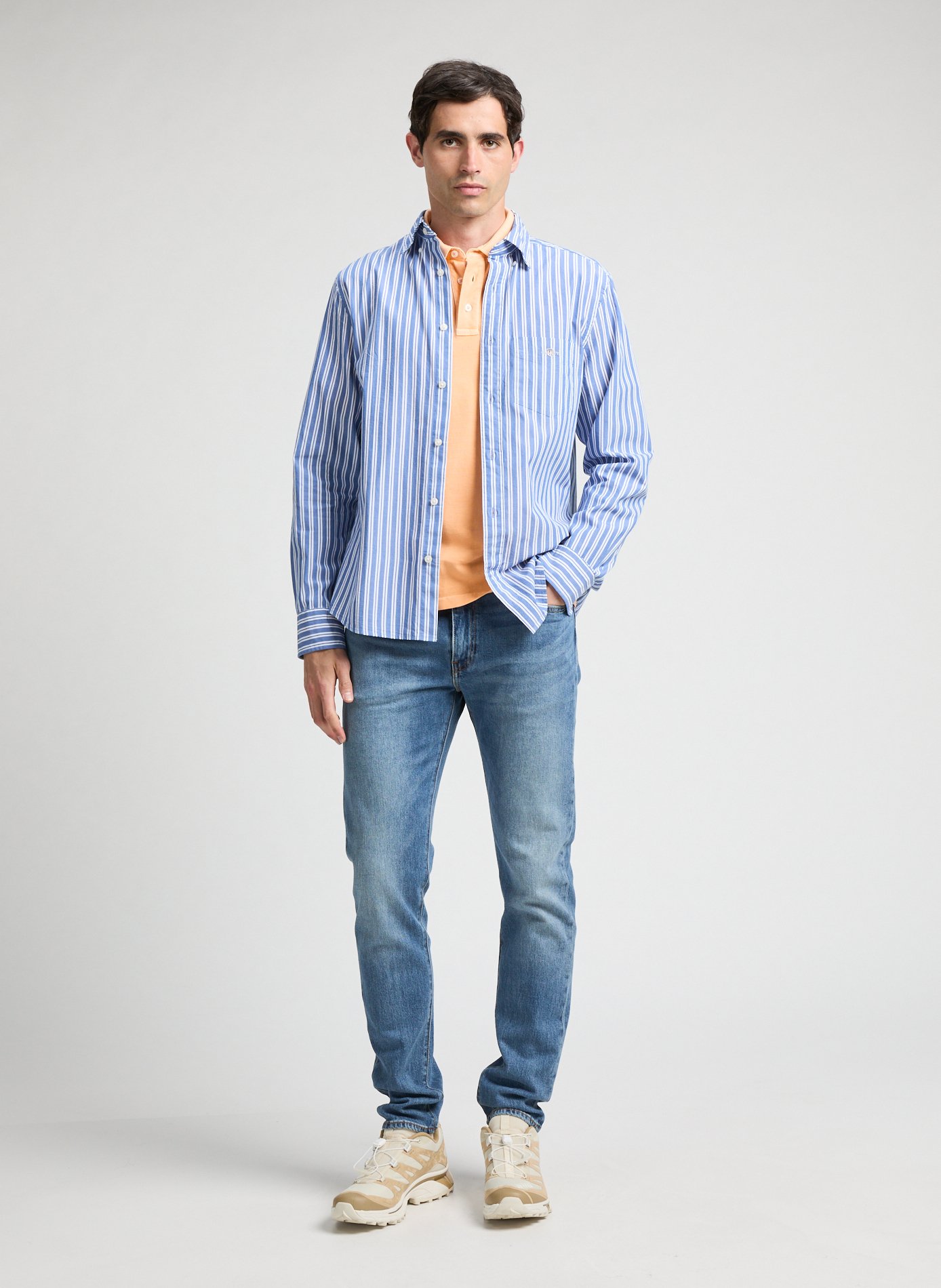 Chemise à rayures en coton Bleu