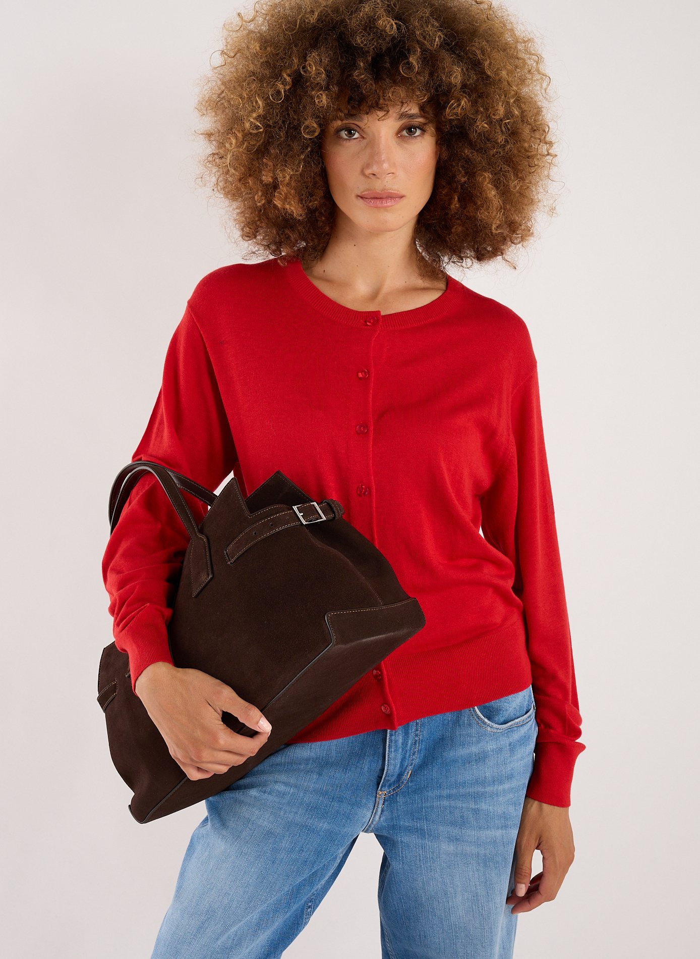 Lisa Suede Leather Bowler Bag FLATTERED Brown