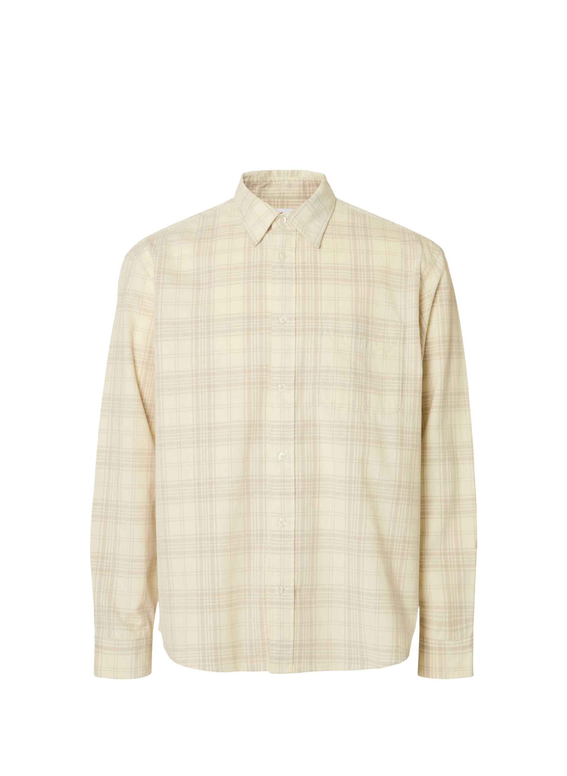 Chemise col classique à carreaux en coton SELECTED Beige